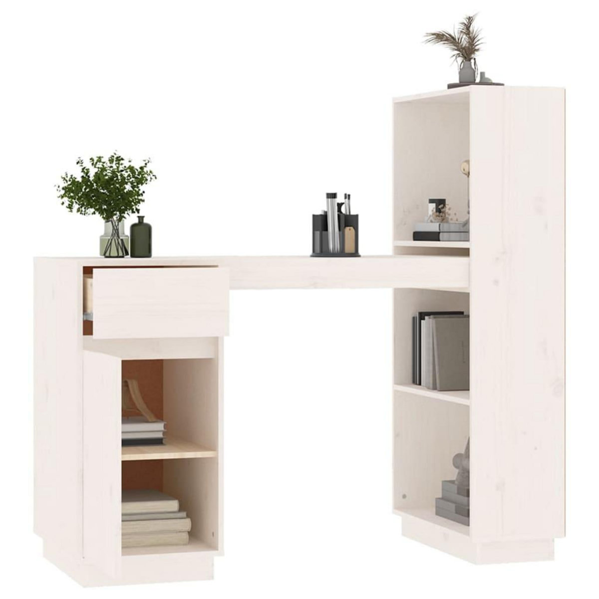 VIDAXL Bureau Blanc 110x53x117 cm Bois massif de pin