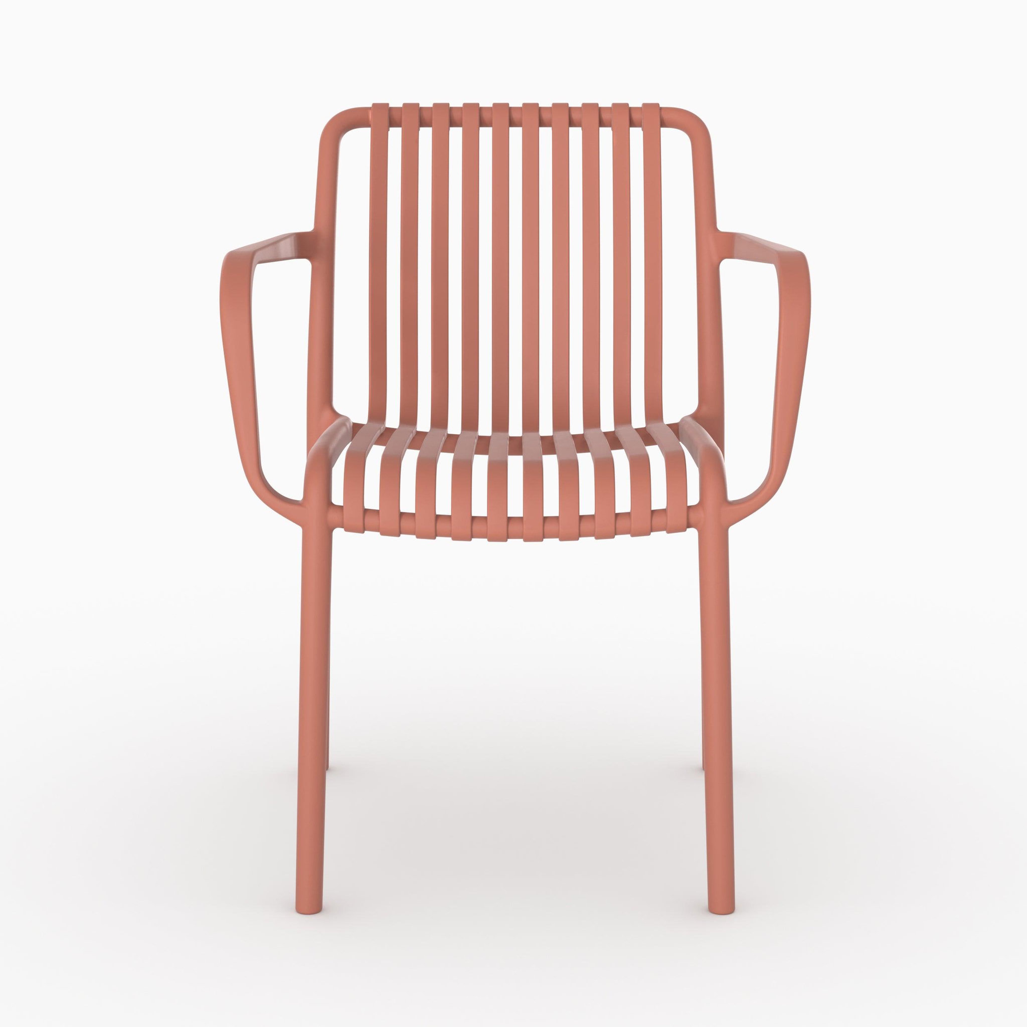 Voir la diapositive 5 : MAISON PAVANE Lot de 2 chaises de jardin empilables en plastique vieux rose-ivy