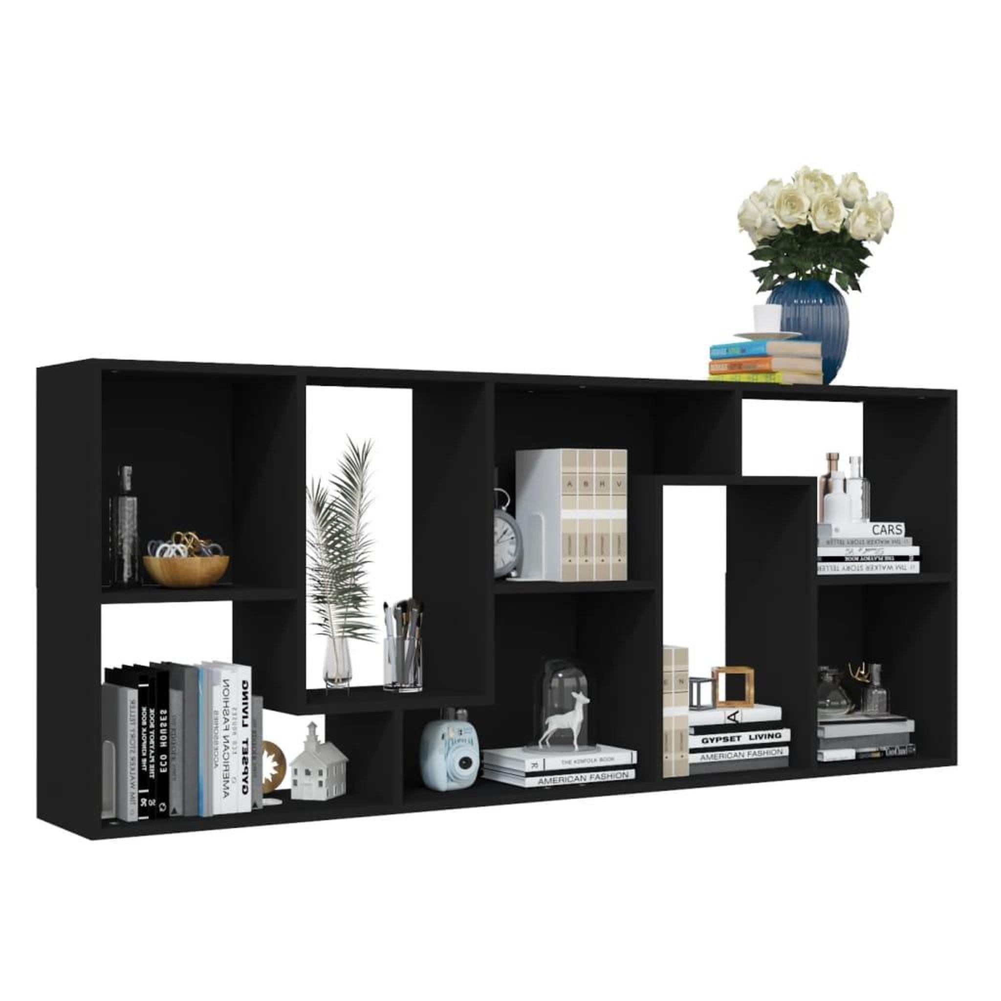 Voir la diapositive 5 : VIDAXL Bibliotheque Noir 67x24x161 cm Bois d'ingenierie