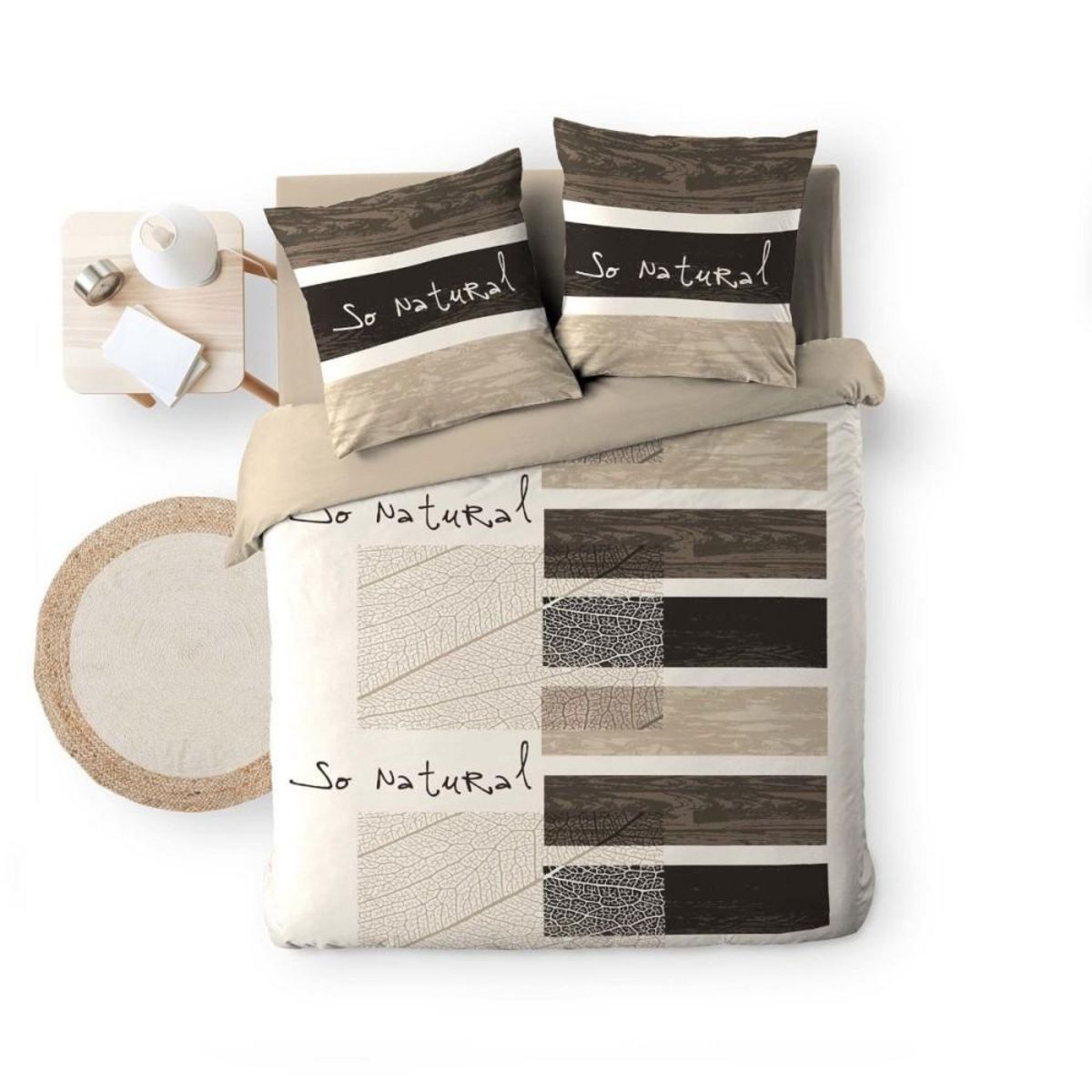 Douceur d'Intérieur Housse de couette 260x240 + 2 taies SO NATURAL 100% coton