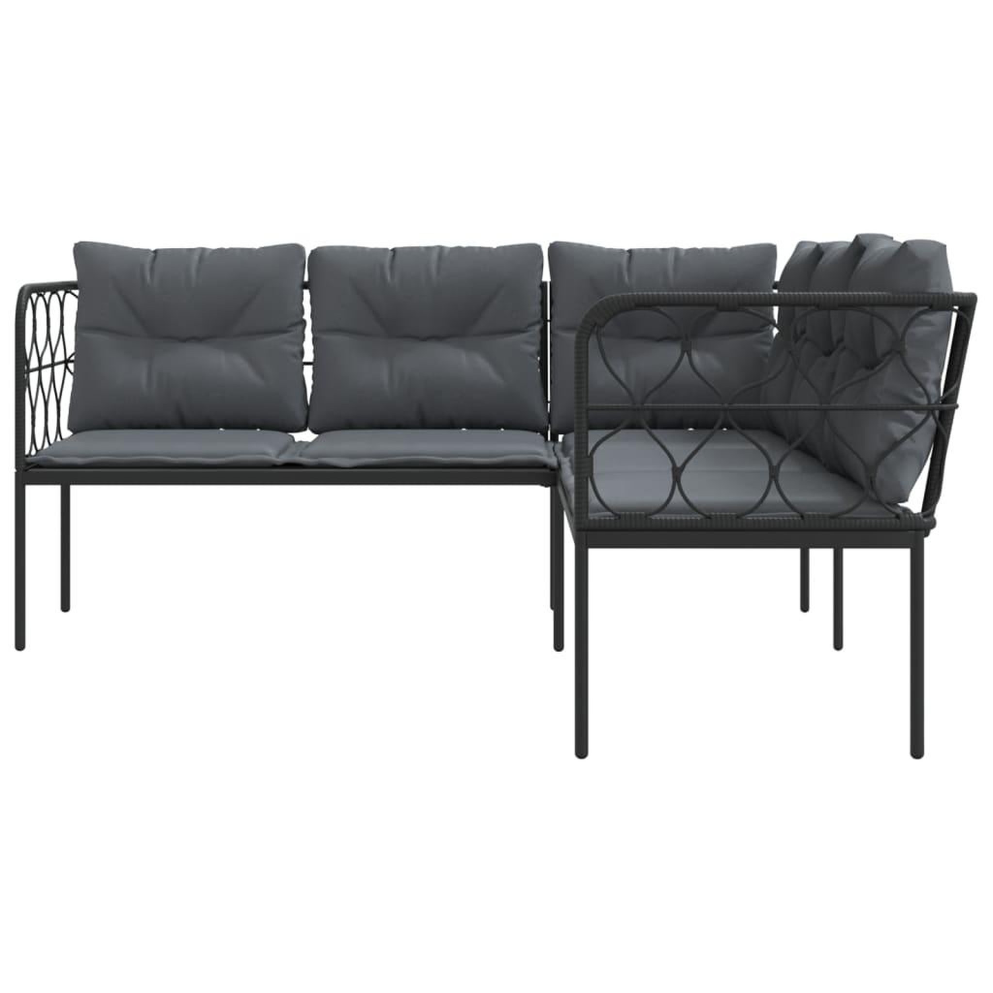 Voir la diapositive 4 : VIDAXL Canape de jardin avec coussins forme de L noir acier textilene
