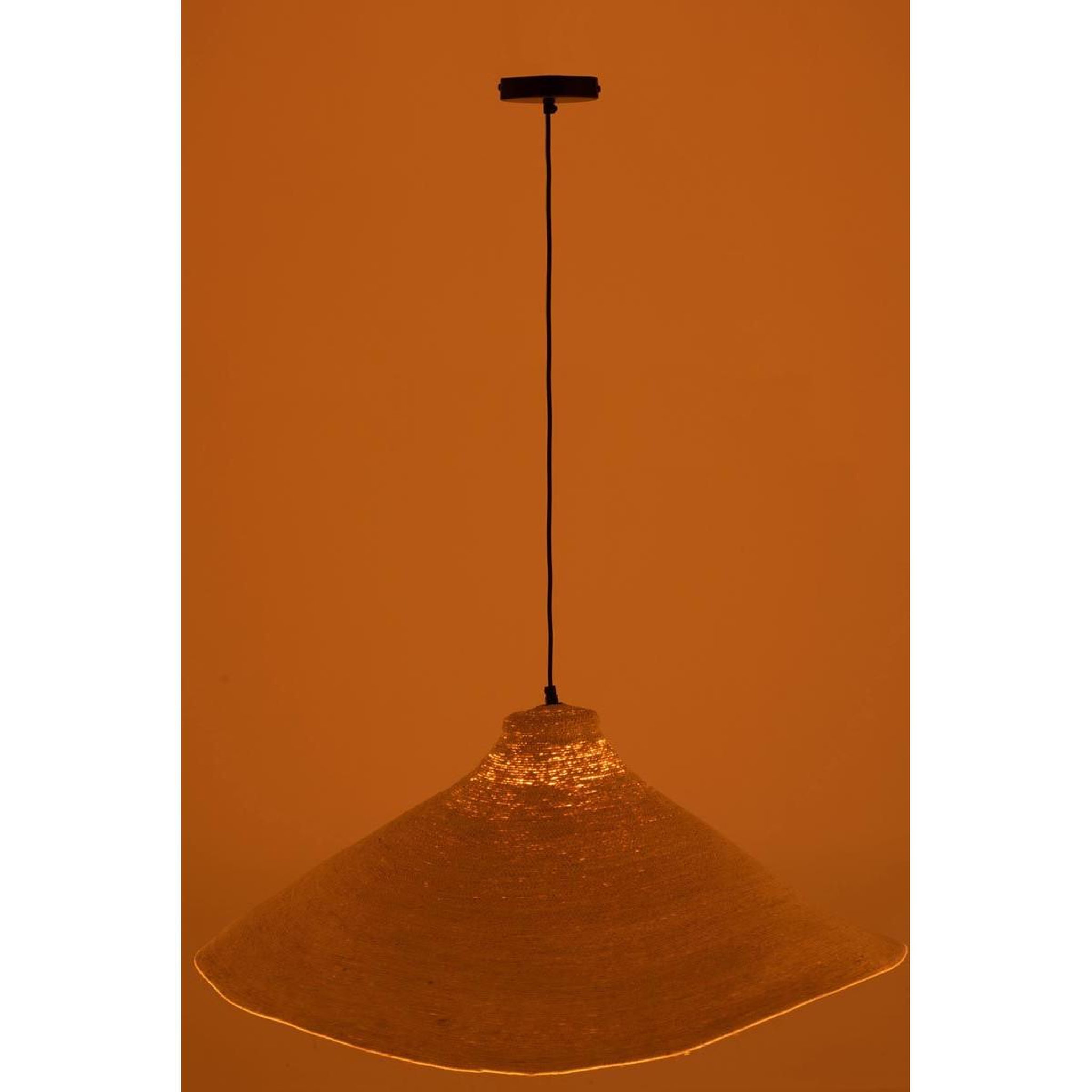 Voir la diapositive 4 : J-LINE Lampe Suspension en Jonc  Cône  82cm Blanc