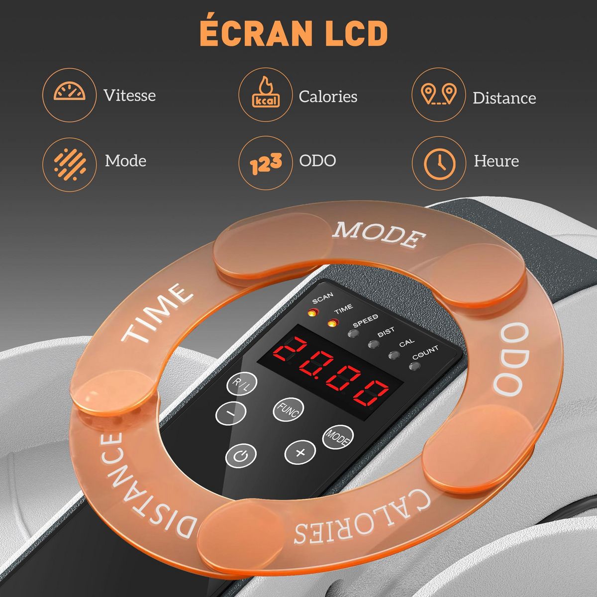 HOMCOM Elliptique de bureau, mini vélo elliptique électrique avec écran LCD, télécommande et 10 vitesses réglables, silencieux et portable pour les seniors, blanc