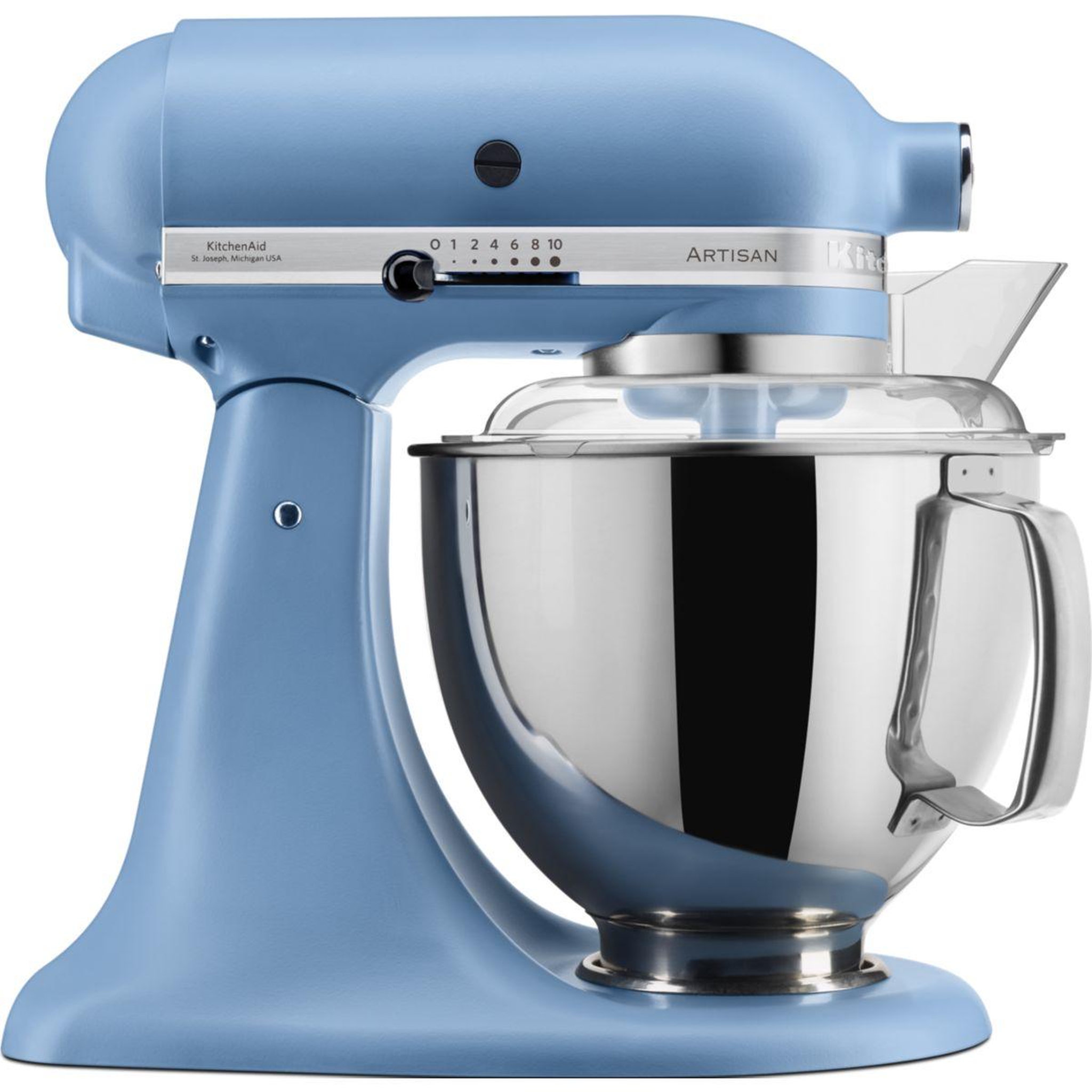 KitchenAid Robot pâtissier 5ksm175psevb bleu velvet, 4,8 l, bol avec poignée + bol 3 l, batteur souple et couvercle