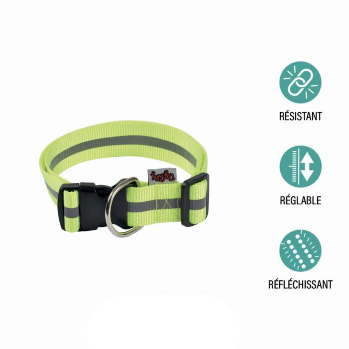 Paris Prix Collier Réglable Chien Réfléchissant  Essentiel  50-70cm Jaune
