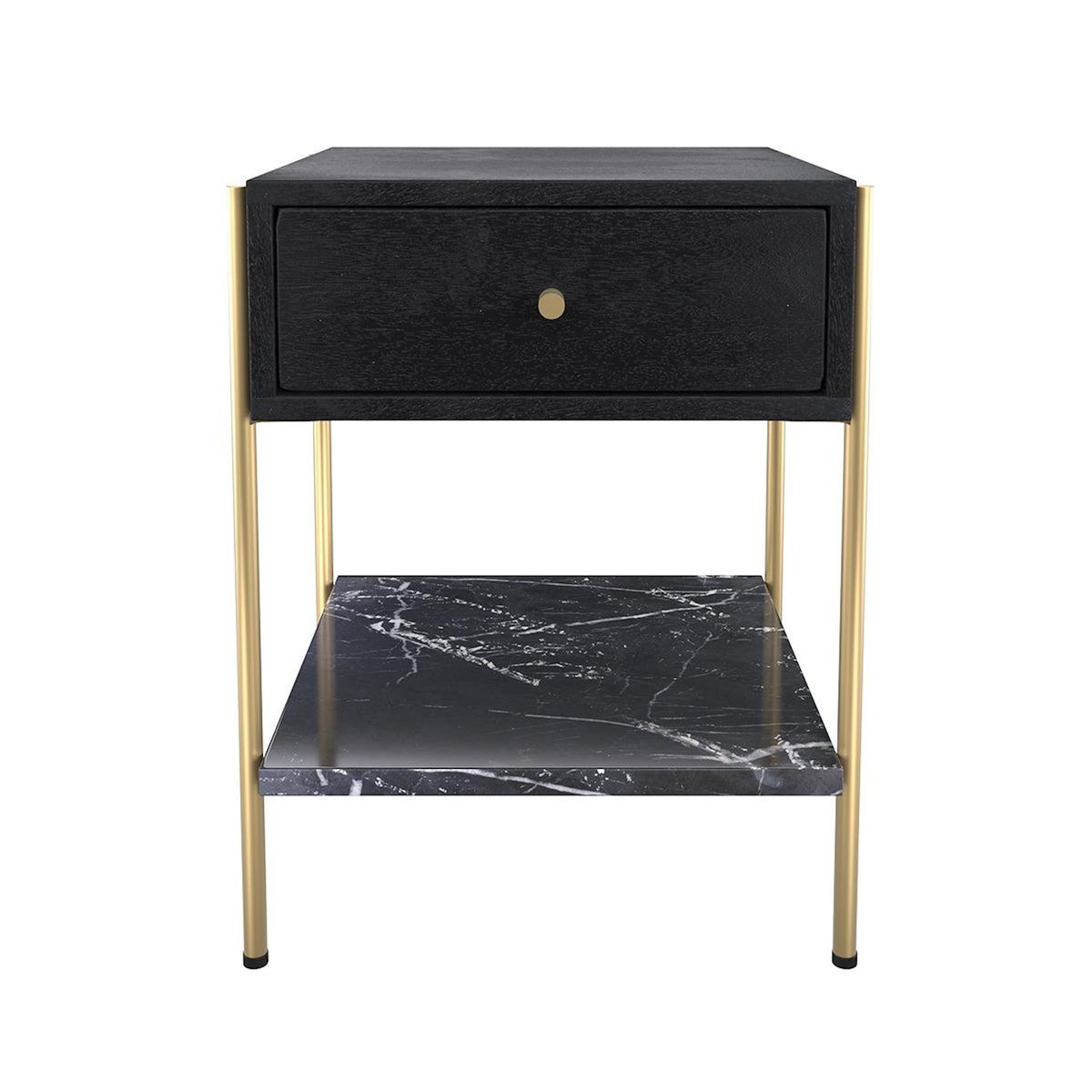 Rendez vous déco Table de chevet 1 tiroir en bois noir et métal doré-Doori