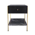 Rendez vous déco Table de chevet 1 tiroir en bois noir et métal doré-Doori