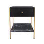 Voir la diapositive 1 : Rendez vous déco Table de chevet 1 tiroir en bois noir et métal doré-Doori
