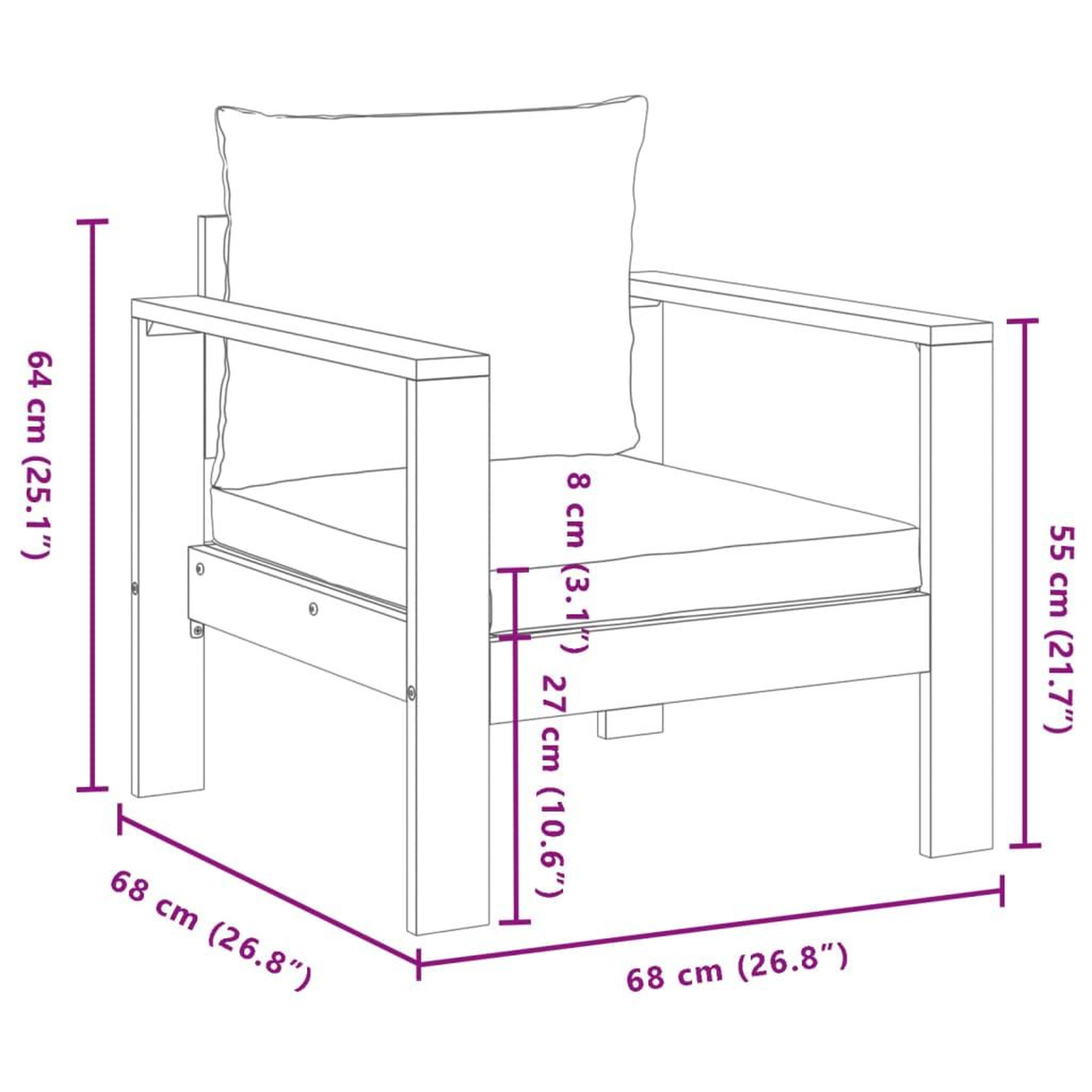 Voir la diapositive 6 : VIDAXL Chaise de jardin avec coussins bois massif d'acacia
