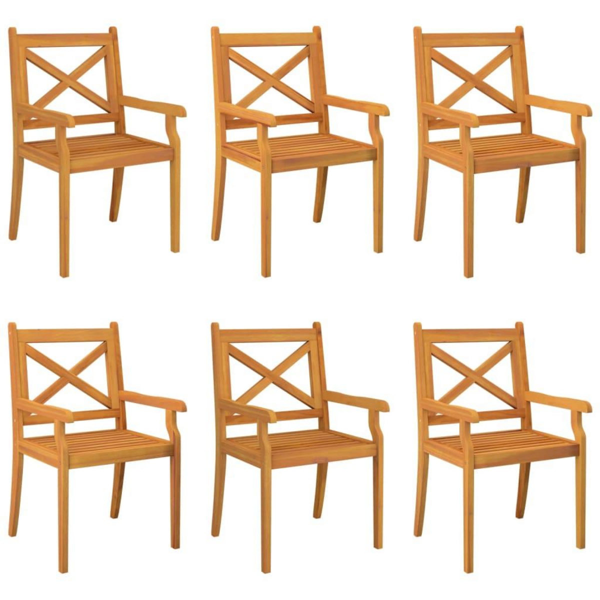 VIDAXL Chaises a manger d'exterieur lot de 6 Bois d'acacia massif