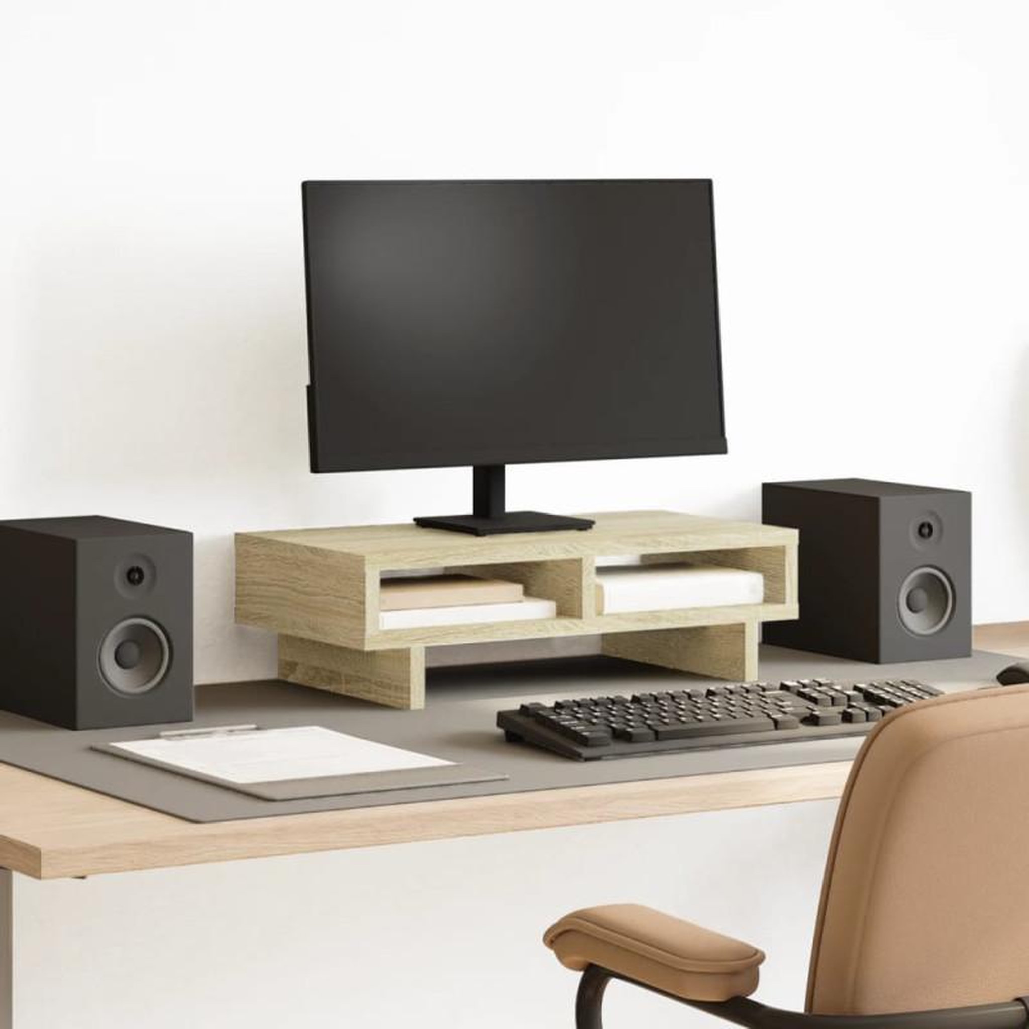 Voir la diapositive 1 : VIDAXL Support de moniteur chêne sonoma 50x27x15 cm bois d ingénierie