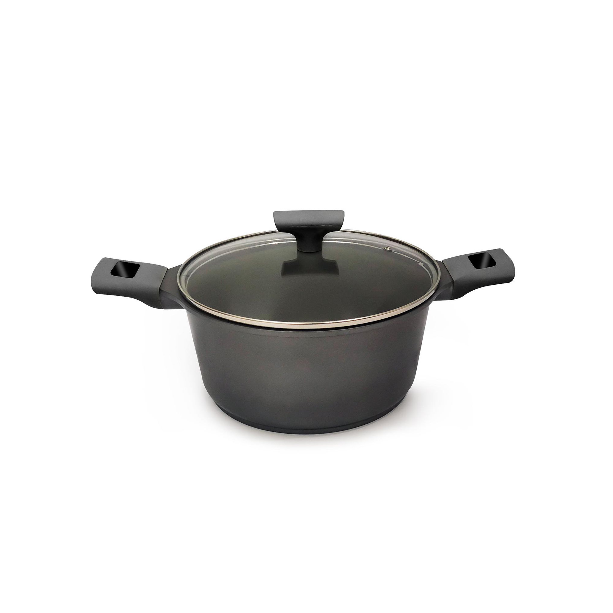 Faitout fonte aluminium 24 cm + couvercle en verre