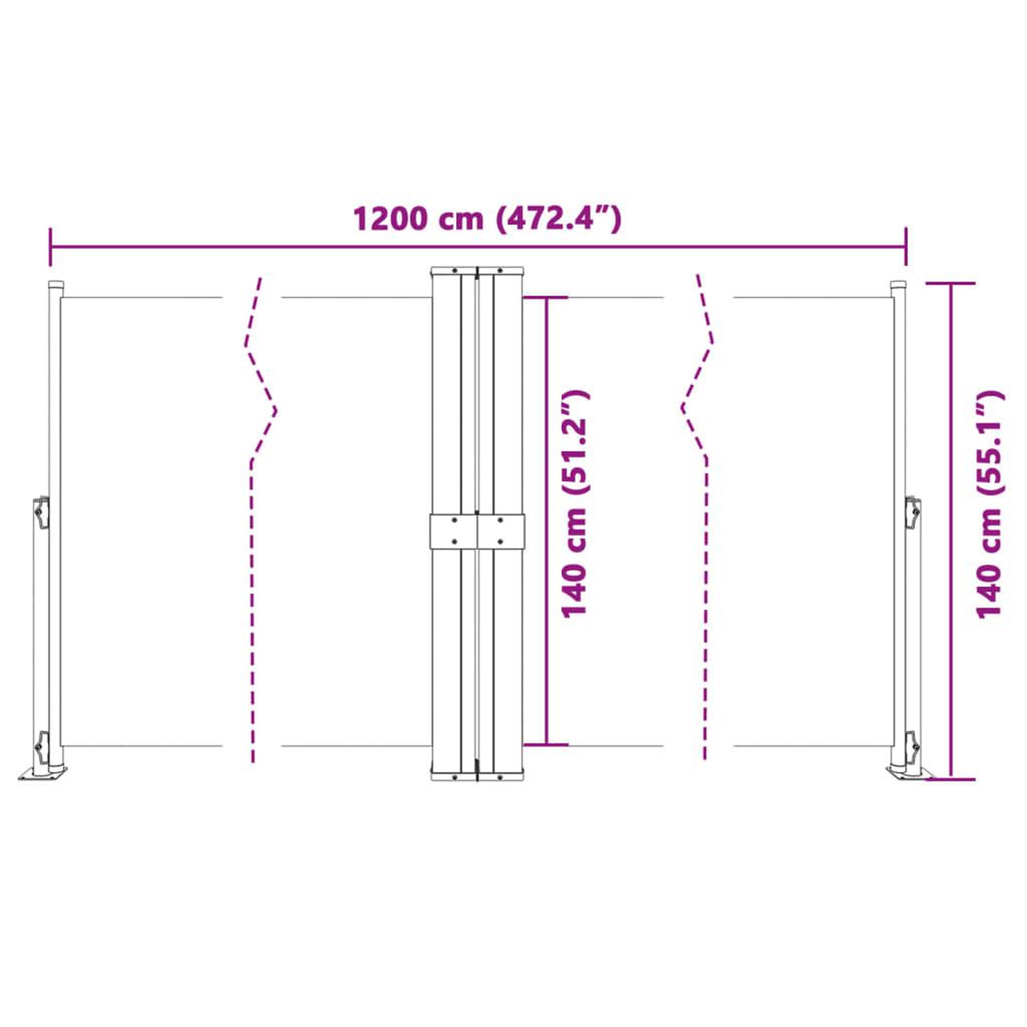 Voir la diapositive 6 : VIDAXL Auvent lateral retractable Marron 140x1200 cm