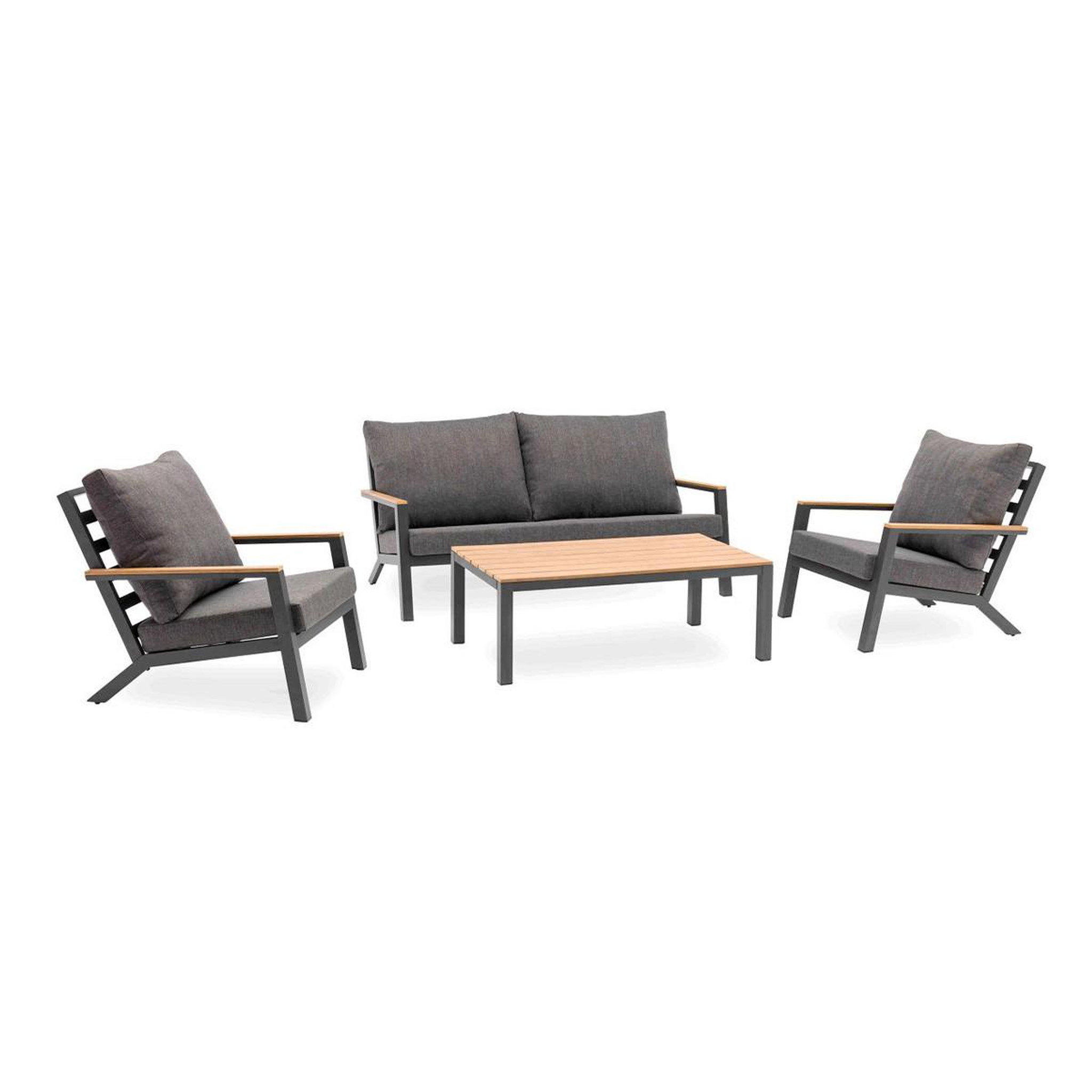 DCB GARDEN Salon de Jardin 5 Places  Kommos  175cm Gris Anthracite