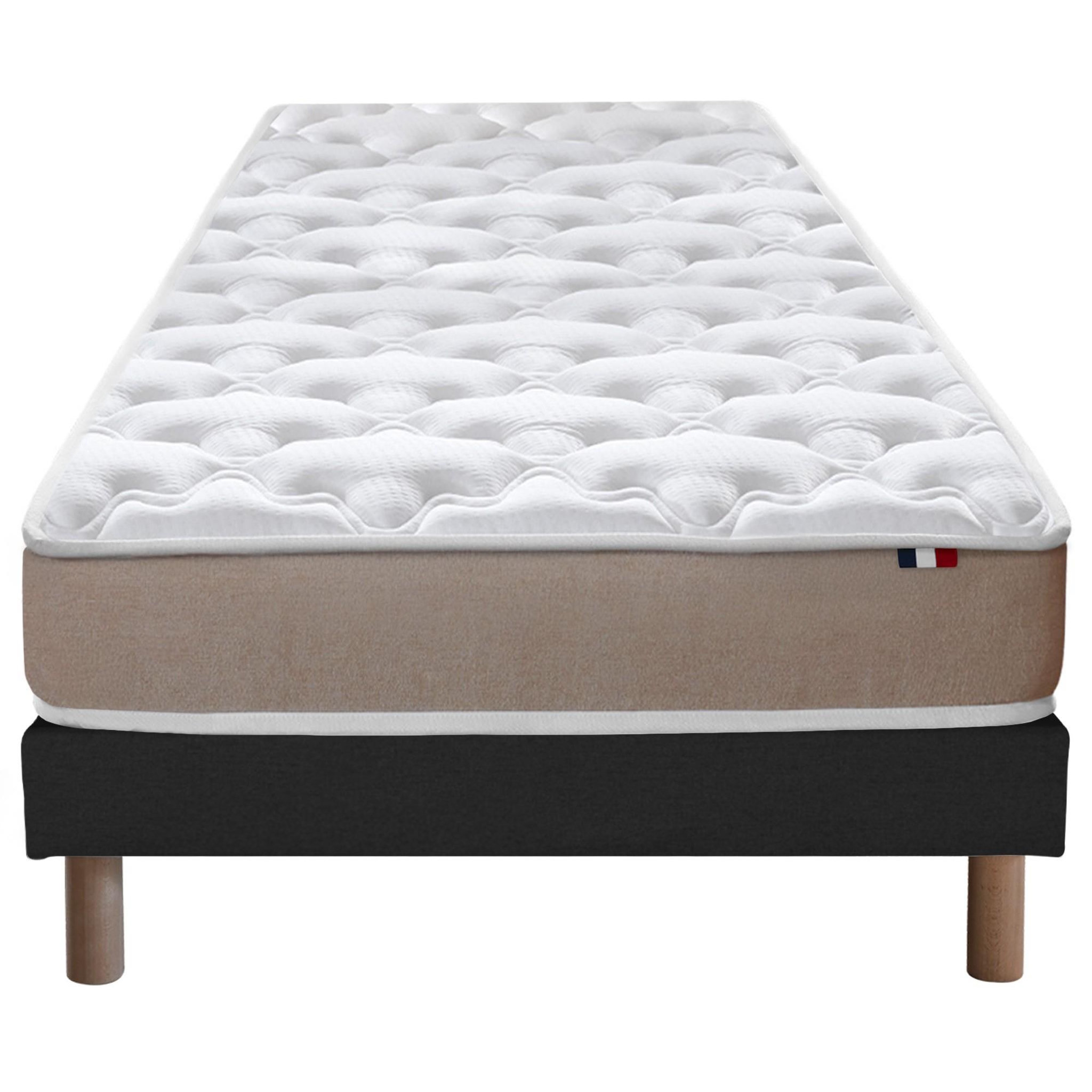 Voir la diapositive 2 : IDLITERIE Ensemble Matelas accueil Latex 3 zones INITIAL - Bi Confort Mousse & Latex + Sommier - Made in France
