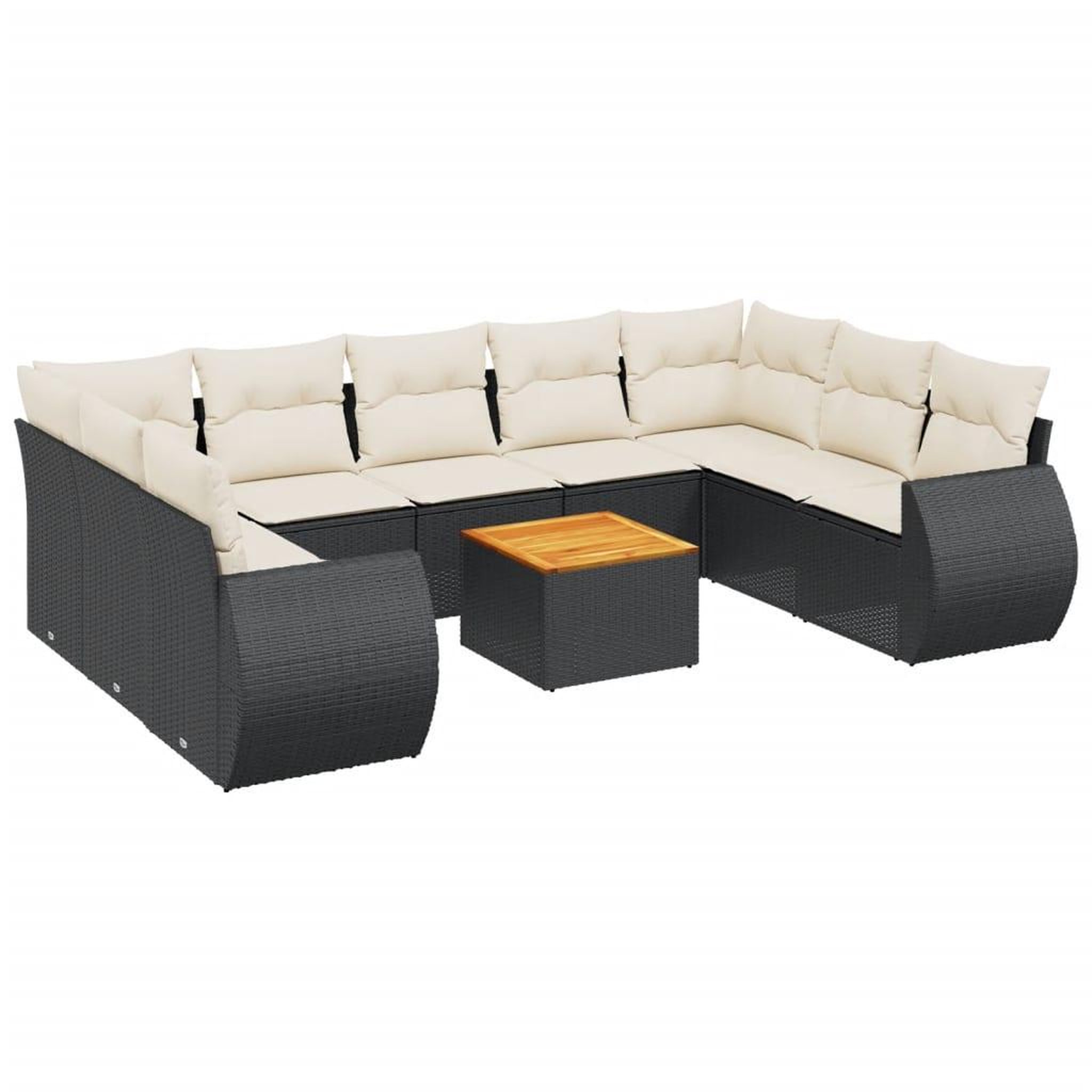 Voir la diapositive 2 : VIDAXL Salon de jardin 10 pcs avec coussins noir resine tressee