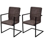 VIDAXL Chaises a manger cantilever lot de 2 marron similicuir