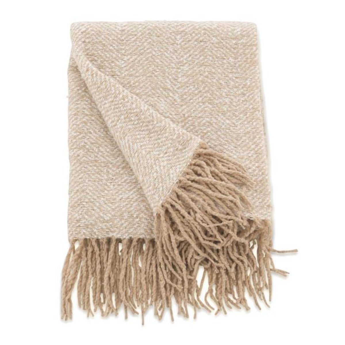 Paris Prix Plaid Imprimé à Franges  Toby  130x170cm Beige