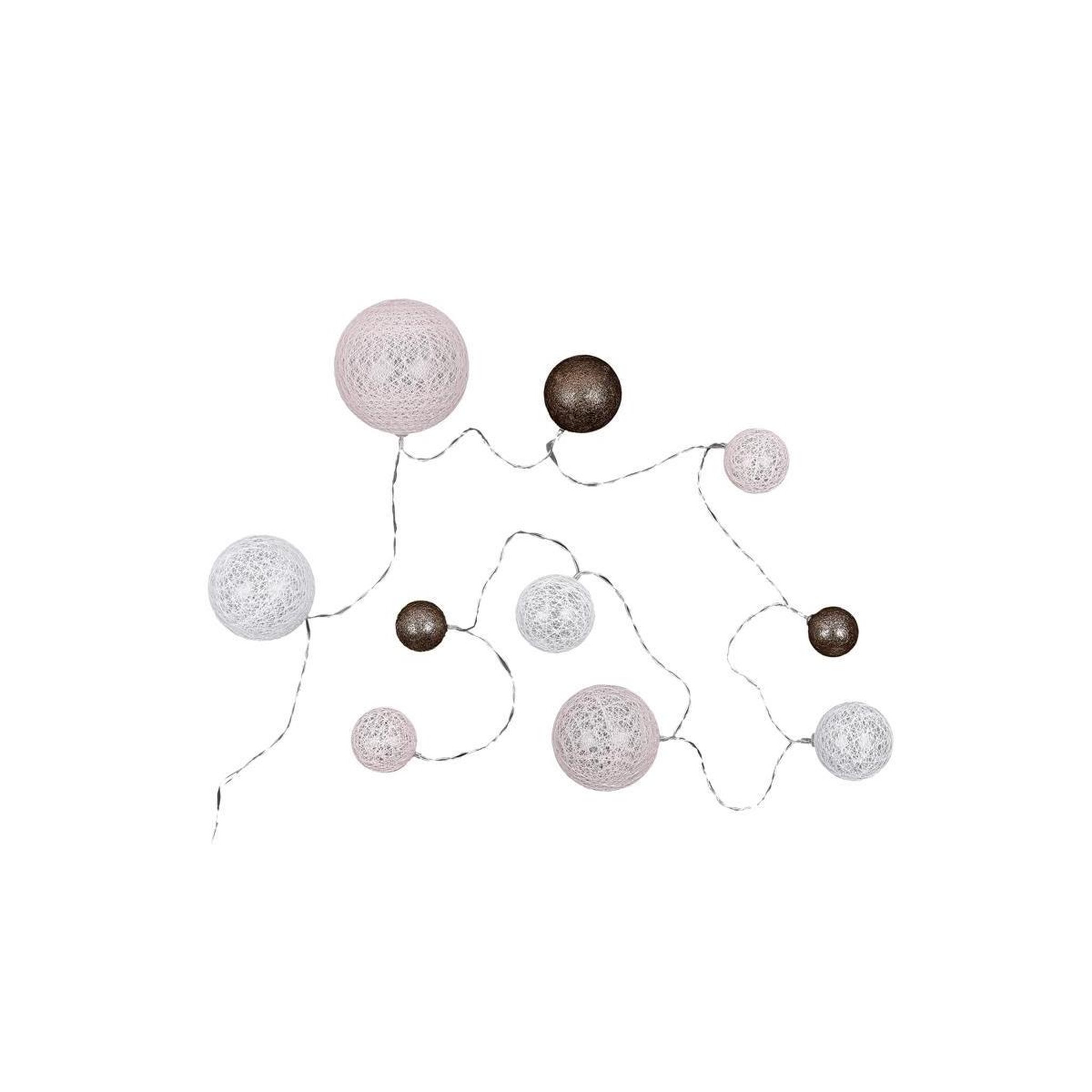 The Home Deco Factory Guirlande boules 10 led  multi taille  192cm rose