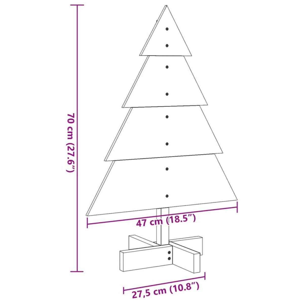 VIDAXL Arbre de Noël en bois pour decoration 70 cm bois massif