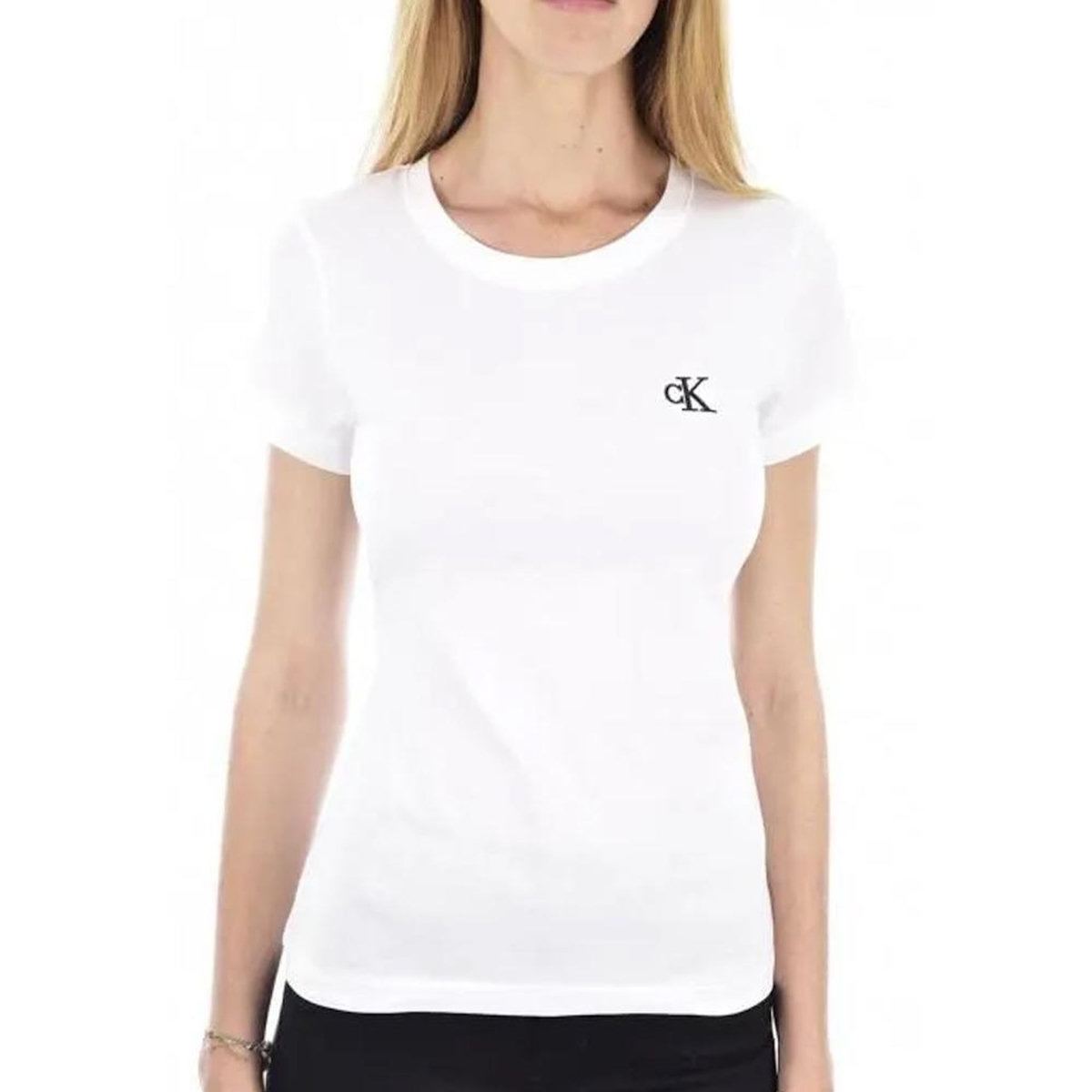 CALVIN KLEIN JEANS T-Shirt Blanc Femme Calvin Klein Jeans Embroidery Slim