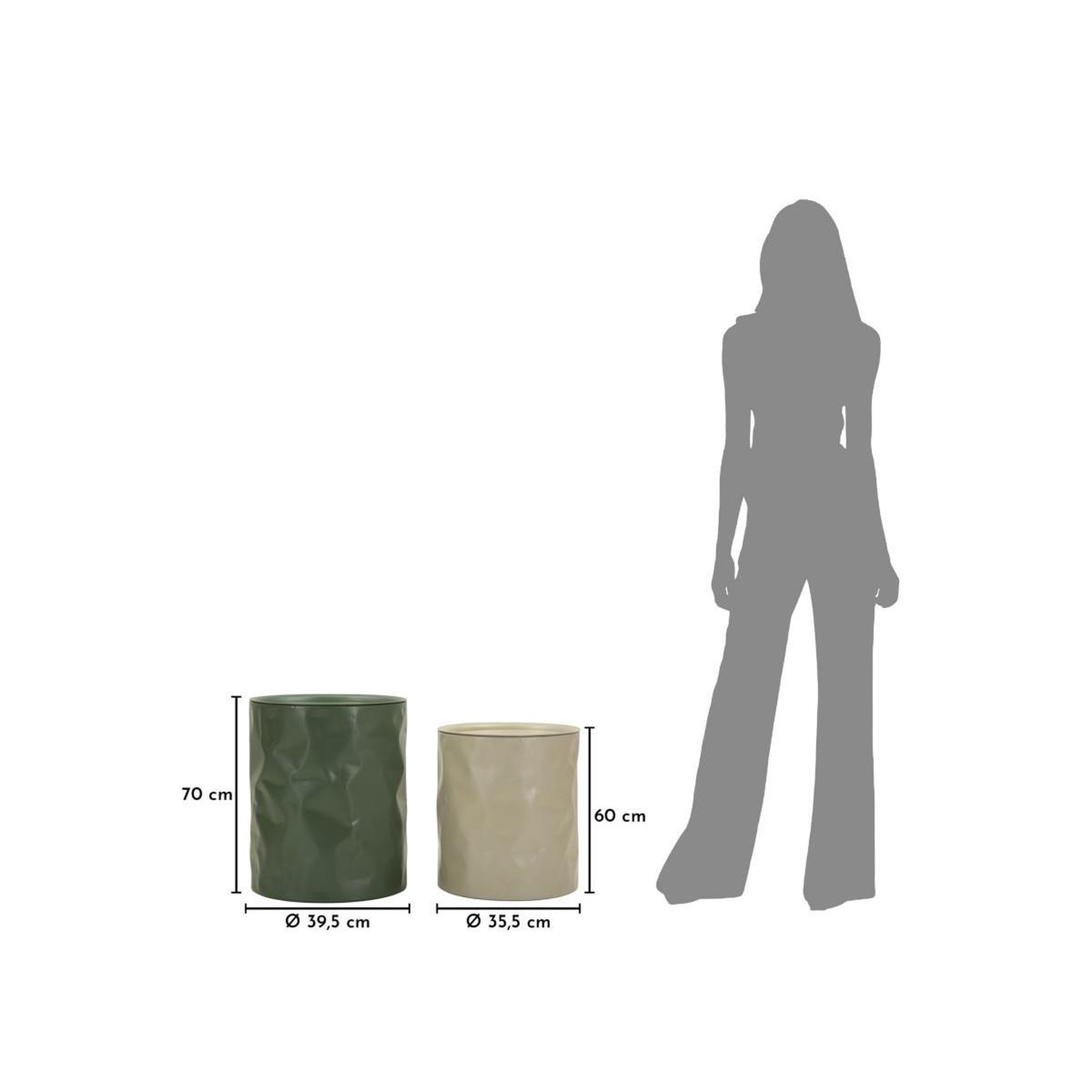 Voir la diapositive 5 : Paris Prix Lot de 2 tables d'appoint  norimberga  48cm vert & beige