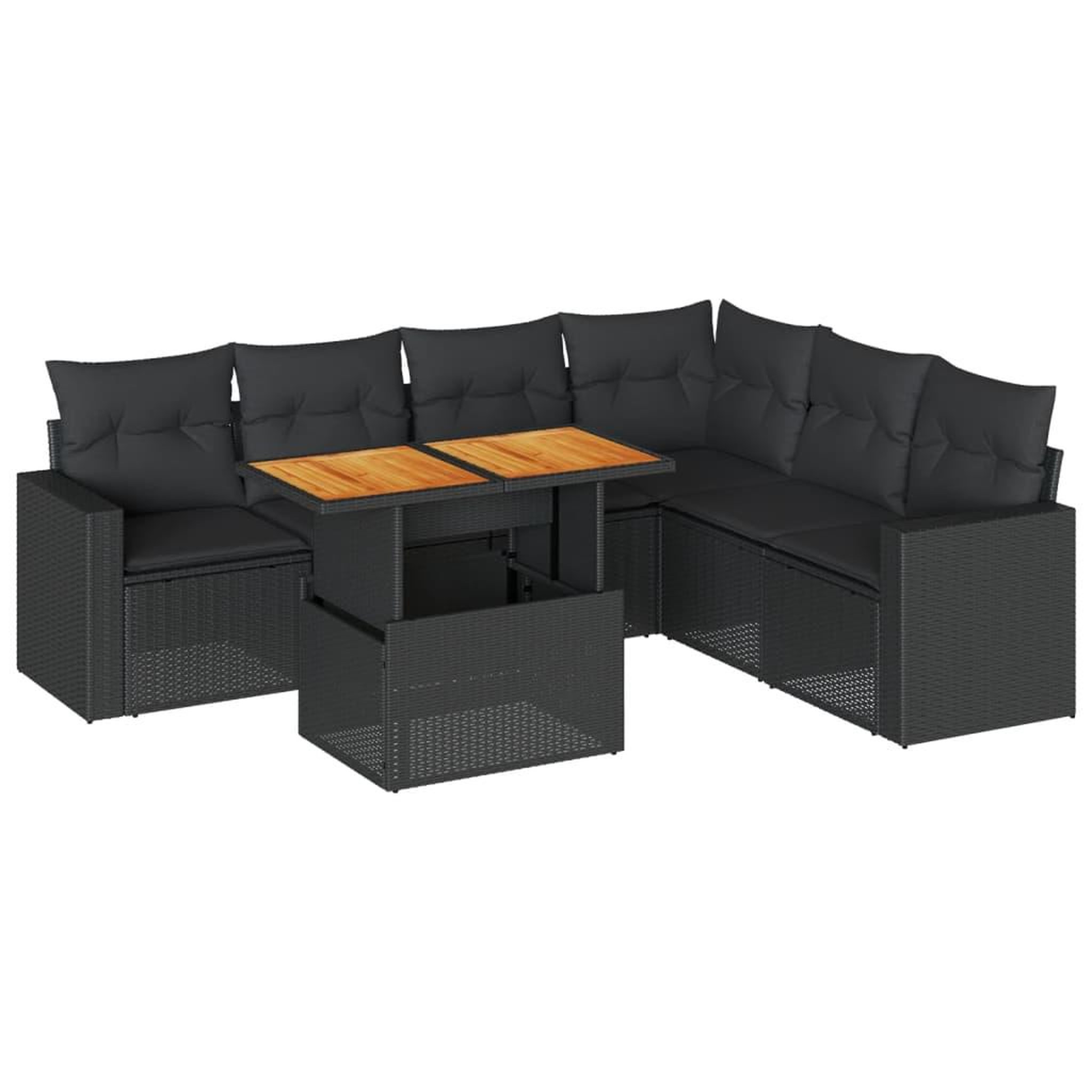 Voir la diapositive 2 : VIDAXL Salon de jardin 7 pcs avec coussins noir resine tressee