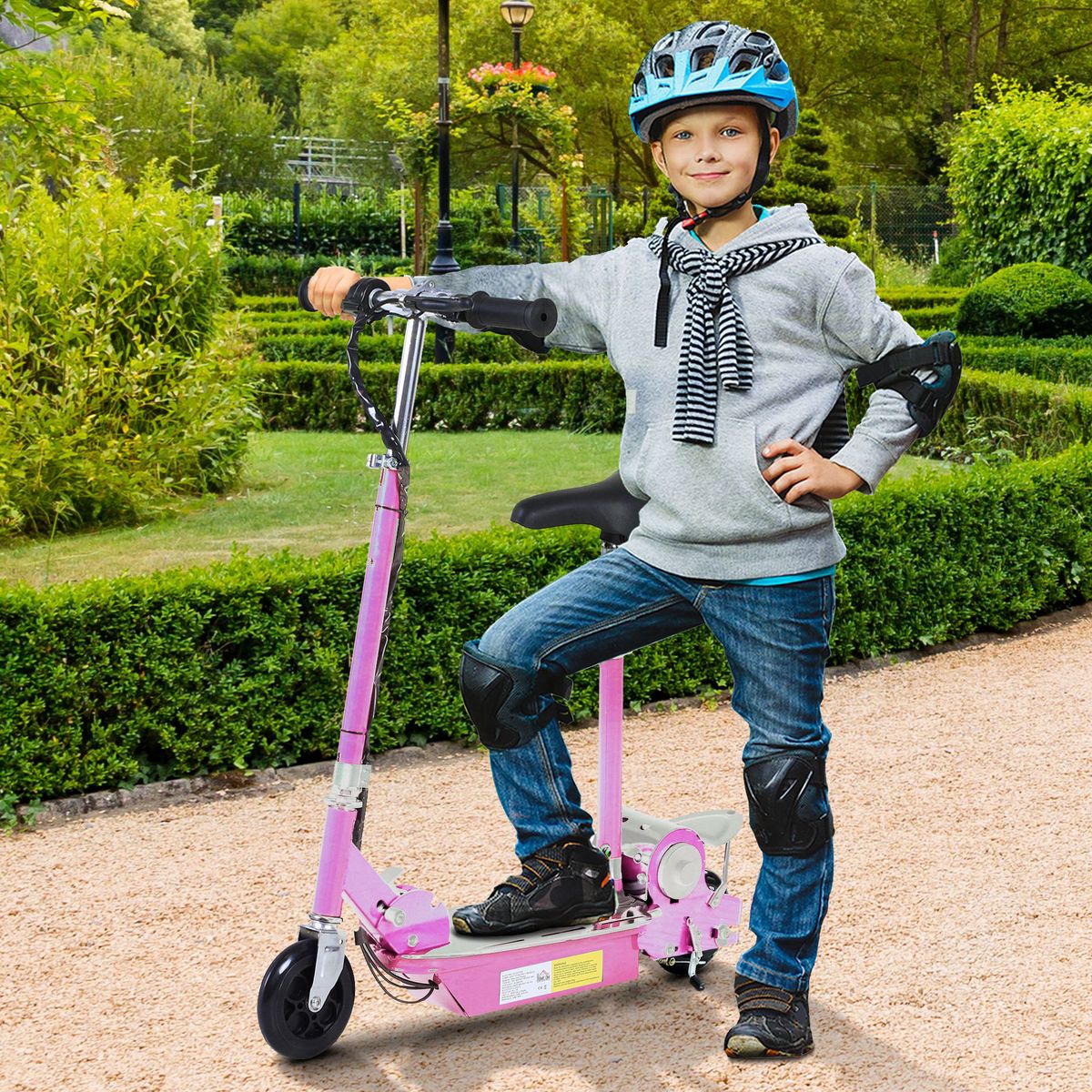 HOMCOM Trottinette électrique 120 W pliable pour enfant de 7 à 12 ans hauteur guidon et selle réglable 10 Km/h max. rose