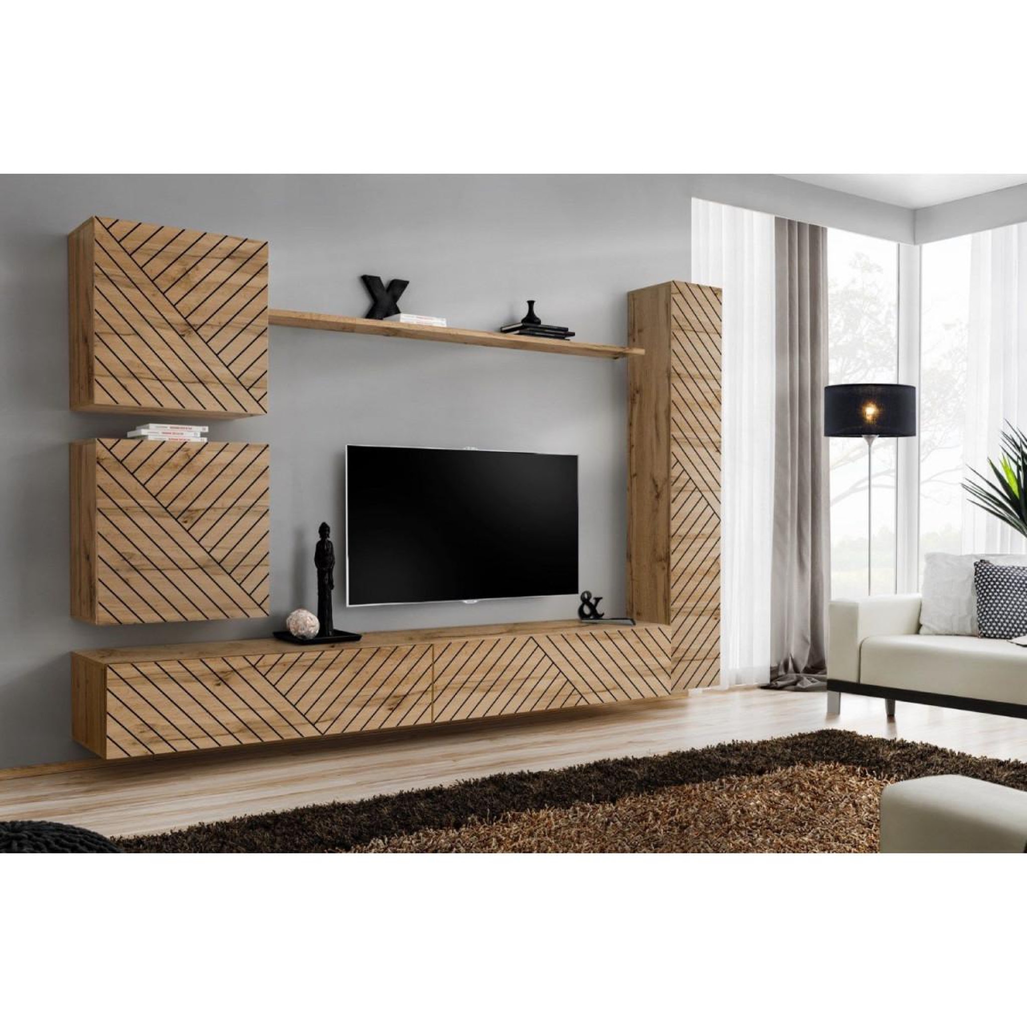 Voir la diapositive 2 : Paris Prix Ensemble meuble tv  switch lamel viii  280cm naturel