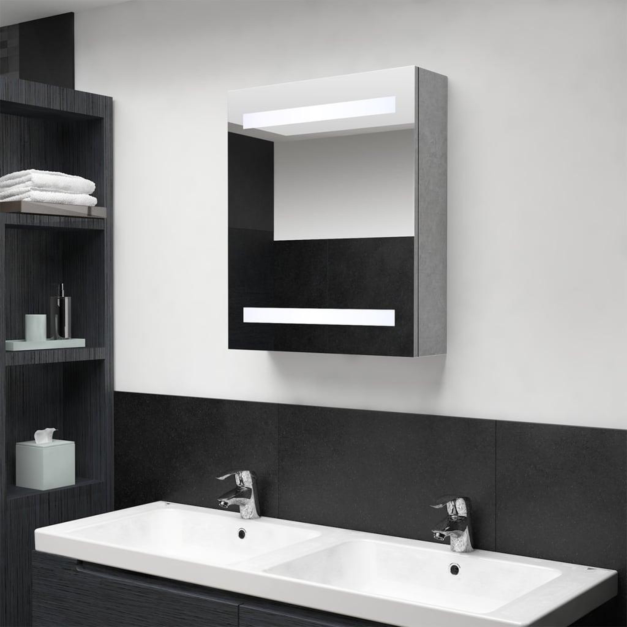 VIDAXL Armoire de salle de bain a miroir LED Gris beton 50x14x60 cm
