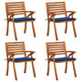 Voir la diapositive 1 : VIDAXL Chaises de jardin avec coussins lot de 4 Bois de teck solide
