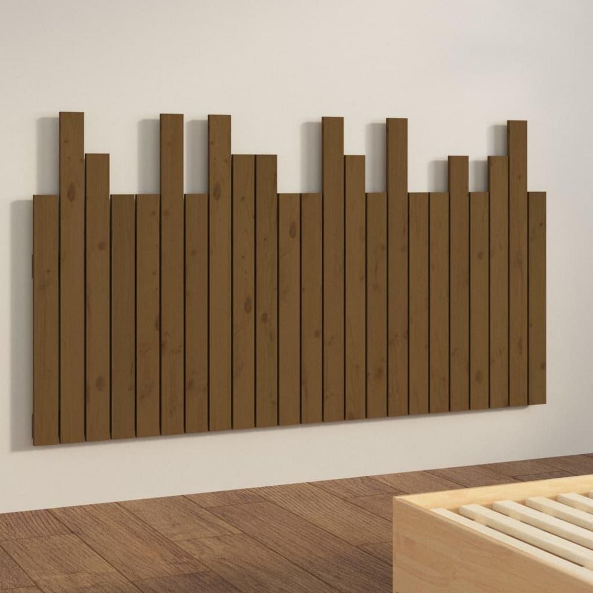 VIDAXL Tete de lit murale Marron miel 146,5x3x80 cm Bois massif de pin