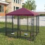 PAWHUT Chenil extérieur chien - cage chien - enclos chien - toile toit imperméable anti-UV, porte verrouillable, 2 bols rotatifs - acier noir oxford pourpre