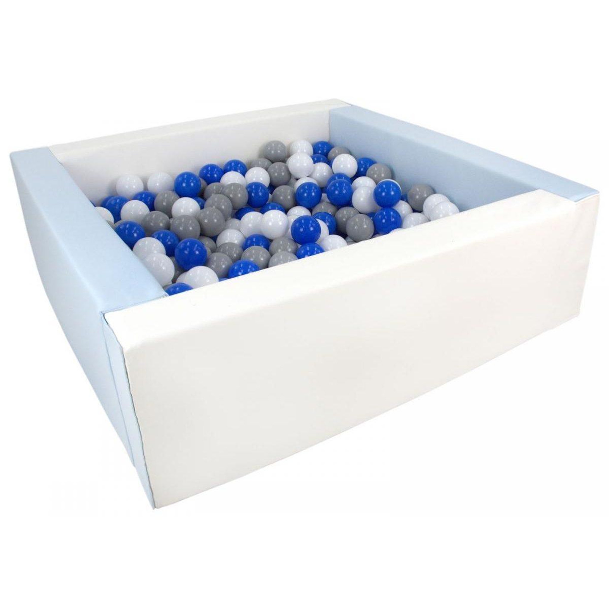 VELINDA Piscine à balles carrée avec 300 balles - blanc, bleu (pastel)/blanc, bleu, gris