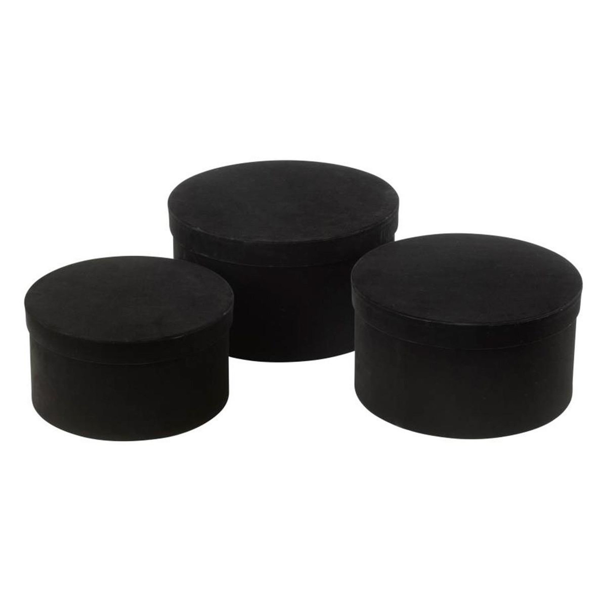 J-LINE Lot de 3 boîtes de rangement rondes plates  vaughn  32cm noir