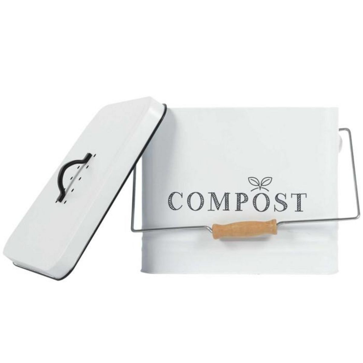 Paris Prix Poubelle en Métal  Compost  10L Blanc