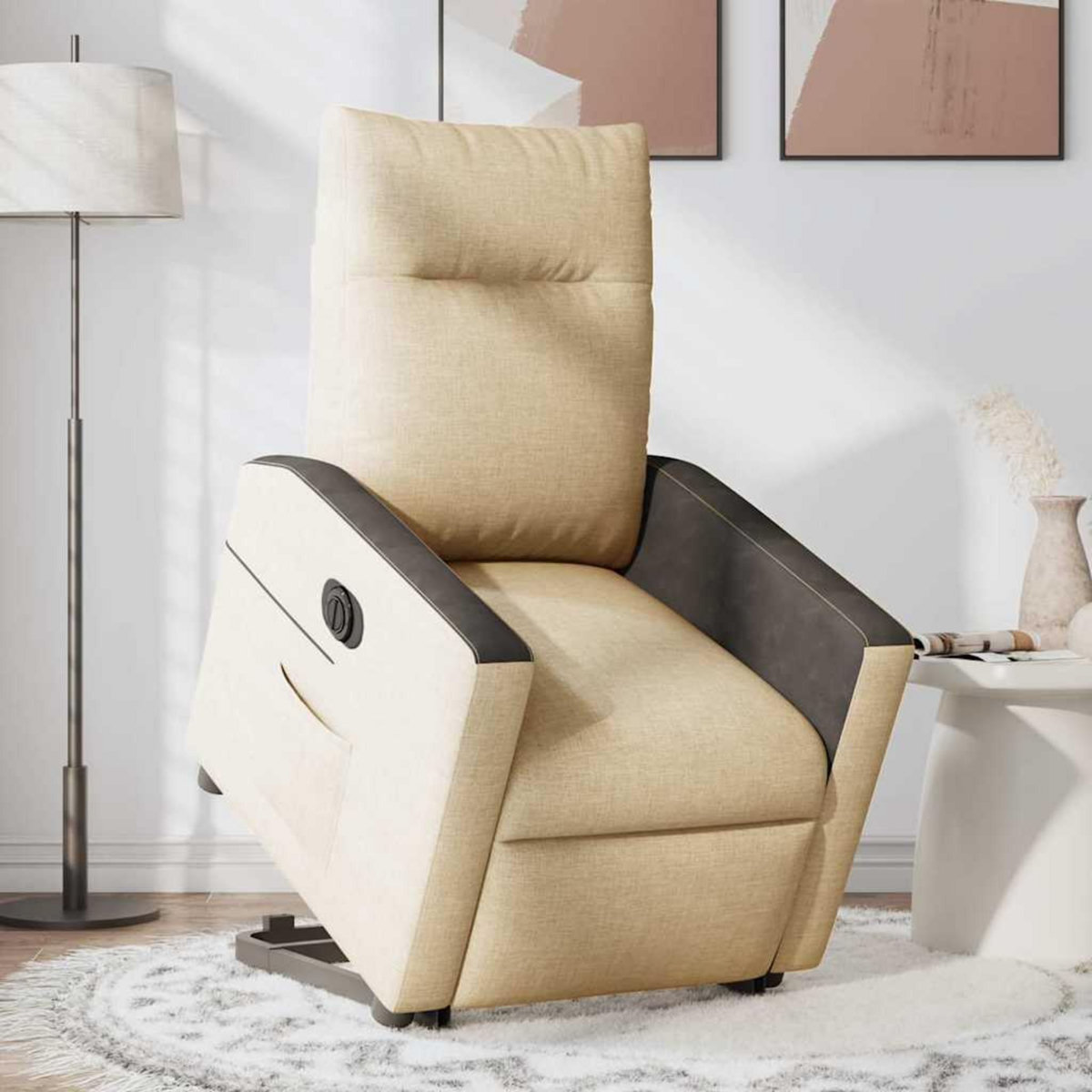 VIDAXL Fauteuil inclinable electrique creme tissu