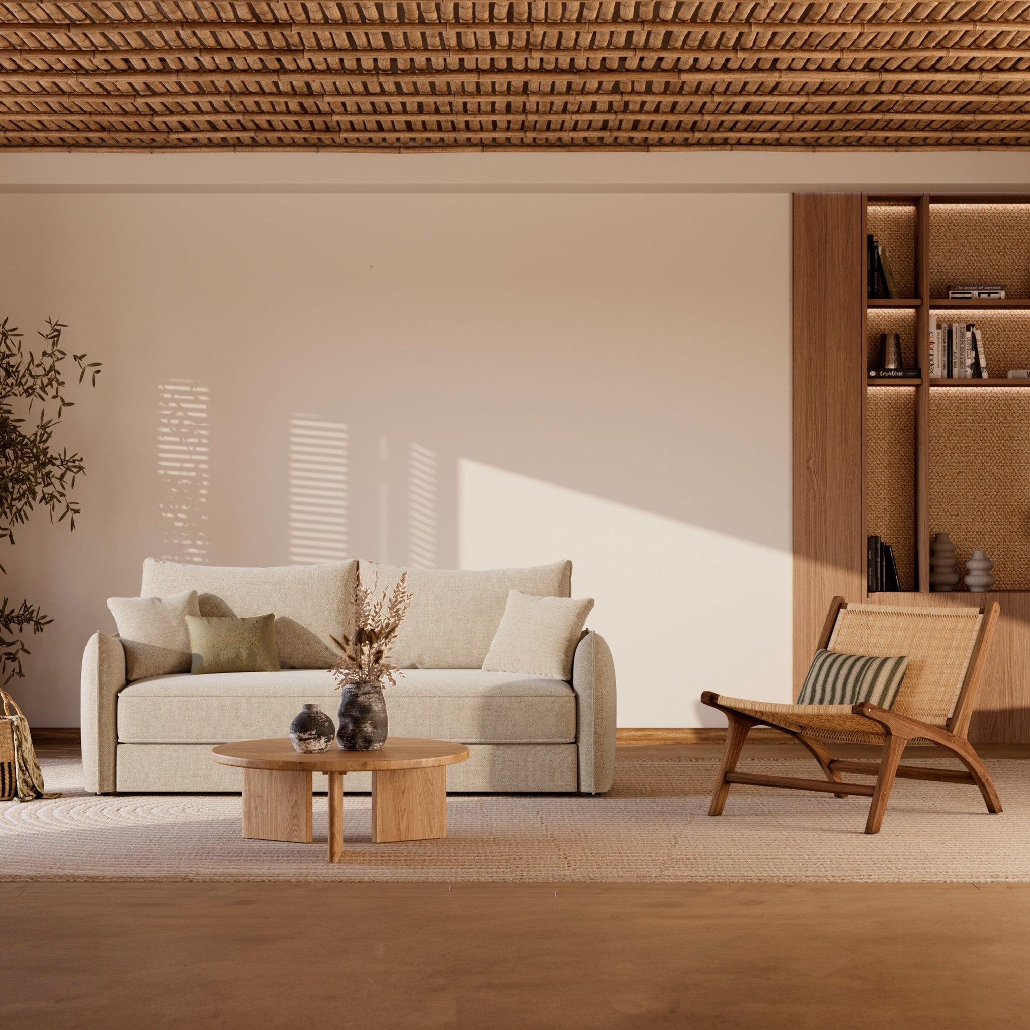 Voir la diapositive 6 : MAISON PAVANE Fauteuil en bois de teck et tressage vannerie en rotin-kilka