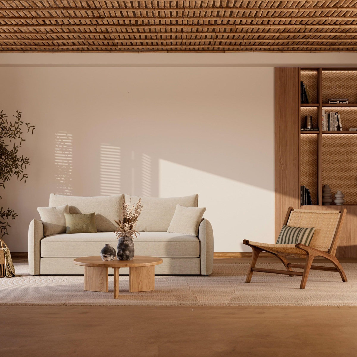 Rendez vous déco Fauteuil en bois de teck et tressage vannerie en rotin-Kilka