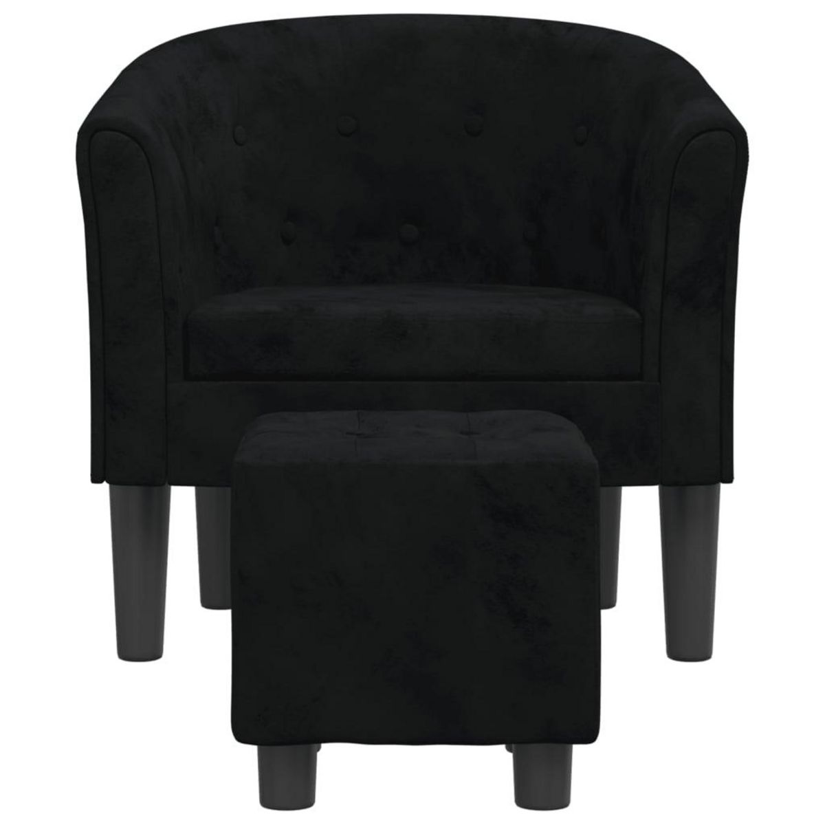 VIDAXL Fauteuil avec repose-pied noir velours