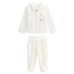 Petit Béguin Ensemble gilet et pantalon bébé en velours Perle. Coloris disponibles : Beige