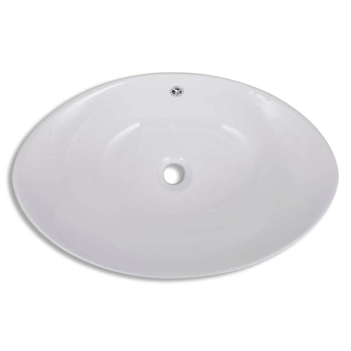 VIDAXL Lavabo ovale en ceramique avec trop plein 59 x 38,5 cm