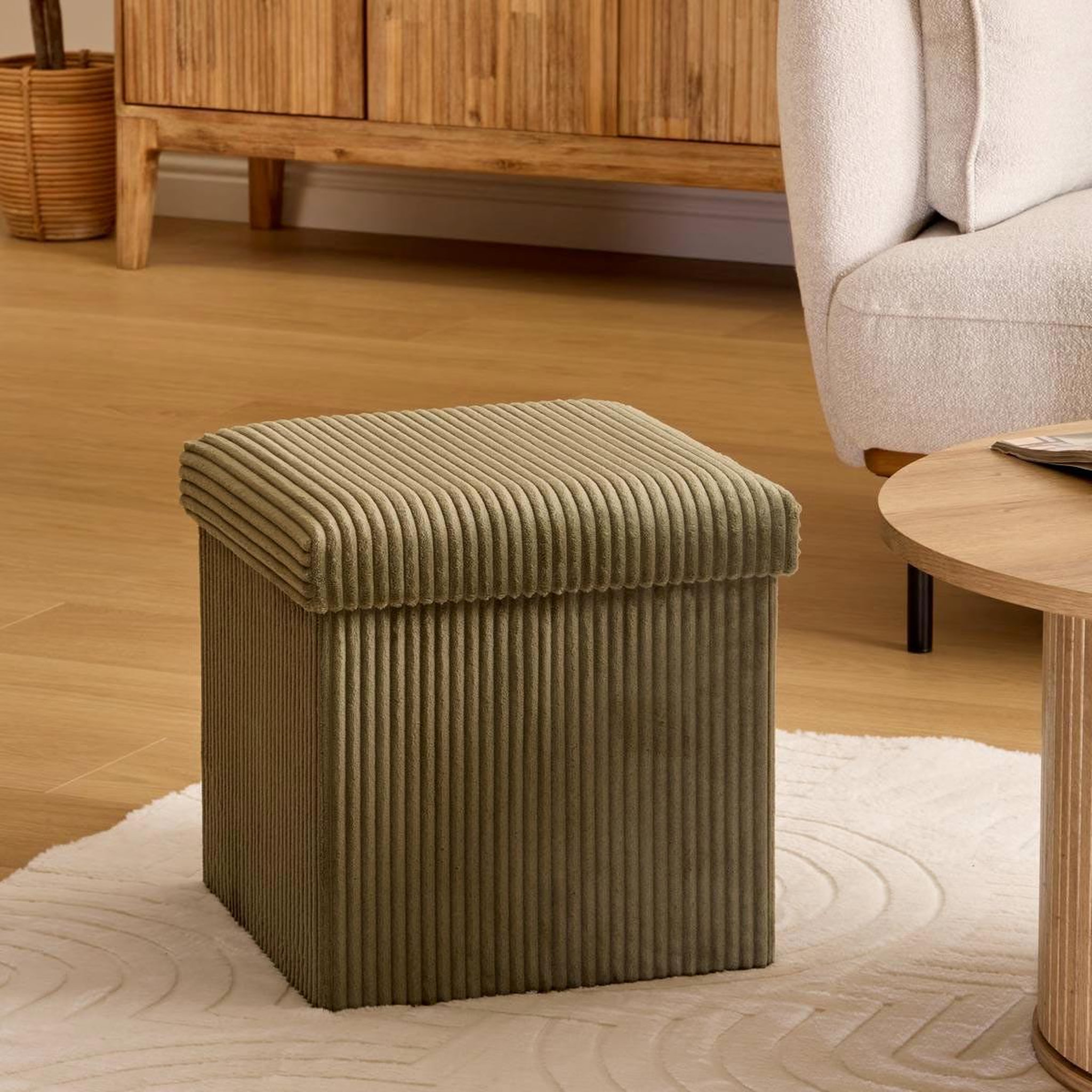Voir la diapositive 6 : ATMOSPHERA Pouf pliant coffre  arum  38cm kaki