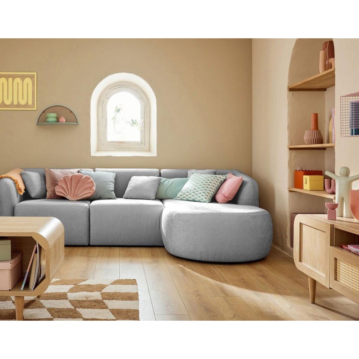 LISA DESIGN Ikare - module d'assise méridienne droit - en tissu