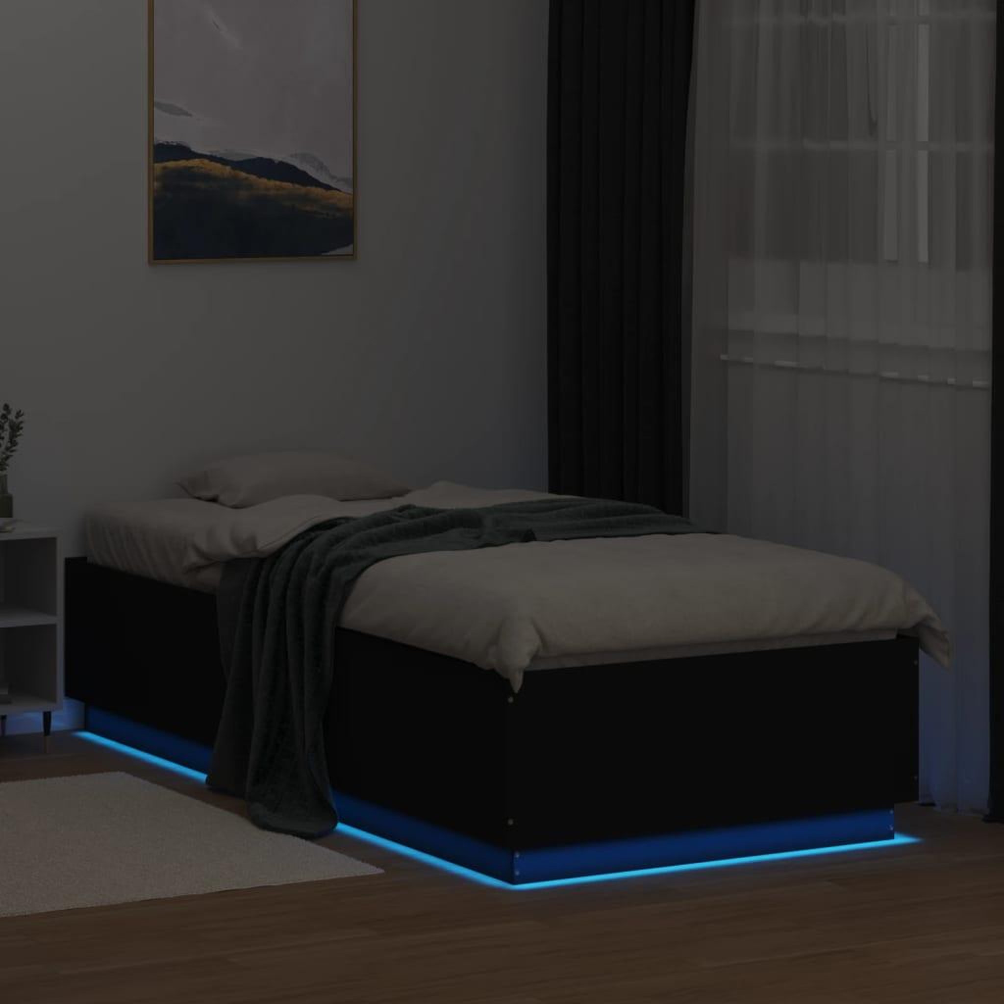 Voir la diapositive 4 : VIDAXL Cadre de lit avec LED sans matelas noir 90x200 cm