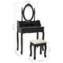 Voir la diapositive 6 : VIDAXL Ensemble de coiffeuse avec tabouret Noir 75x69x140 cm Paulownia
