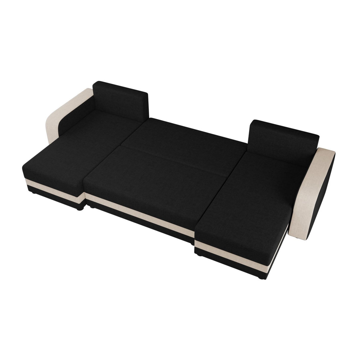 BEST MOBILIER Harvey - canapé panoramique en u 7 places convertible avec coffre en tissu bicolore