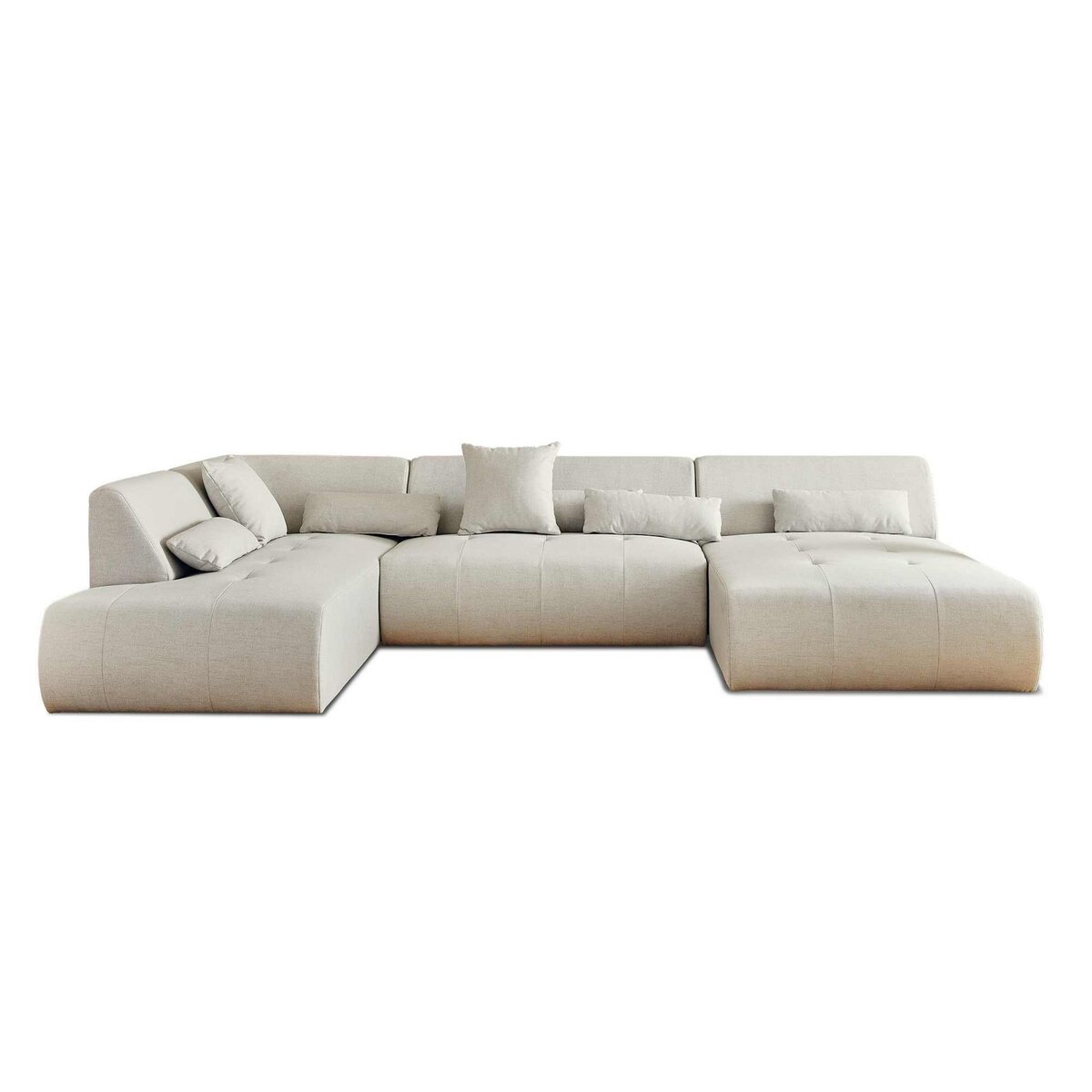 LISA DESIGN Onyx - canapé panoramique d'angle gauche 7 places - en tissu