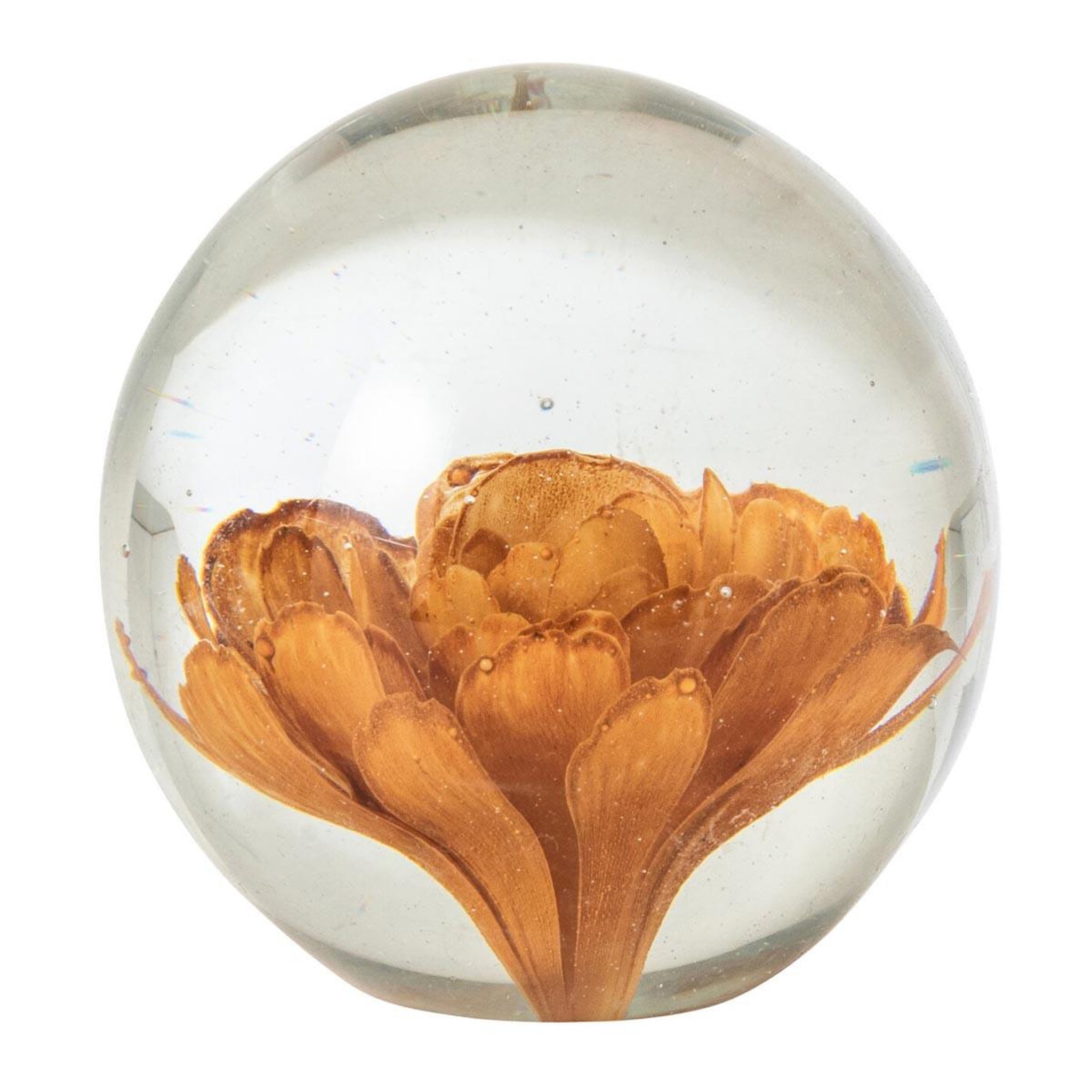 J-LINE Presse-papier fleurs en verre  sacha  10cm bronze