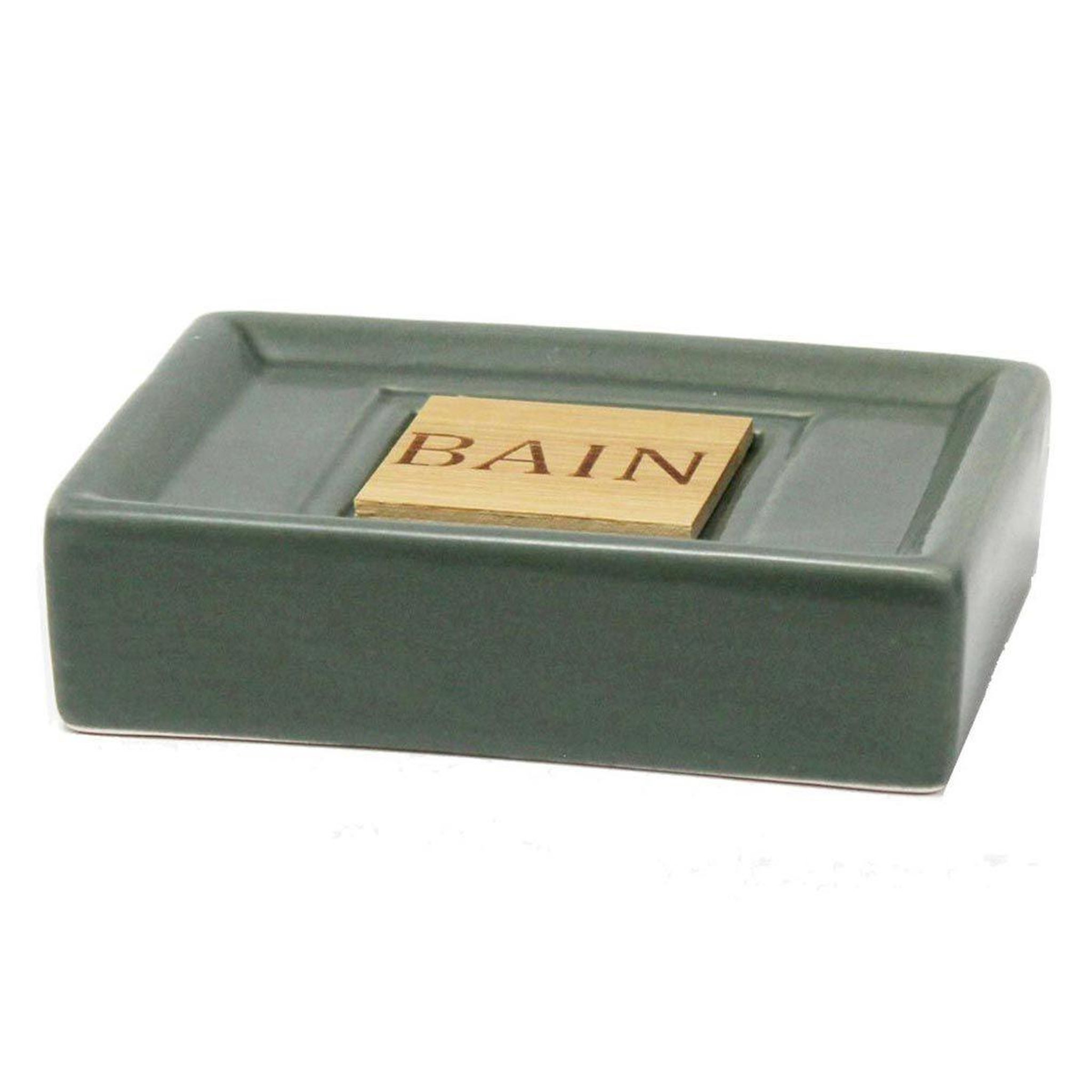 Douceur d'Intérieur Porte savon vintage  cerawood  11cm kaki